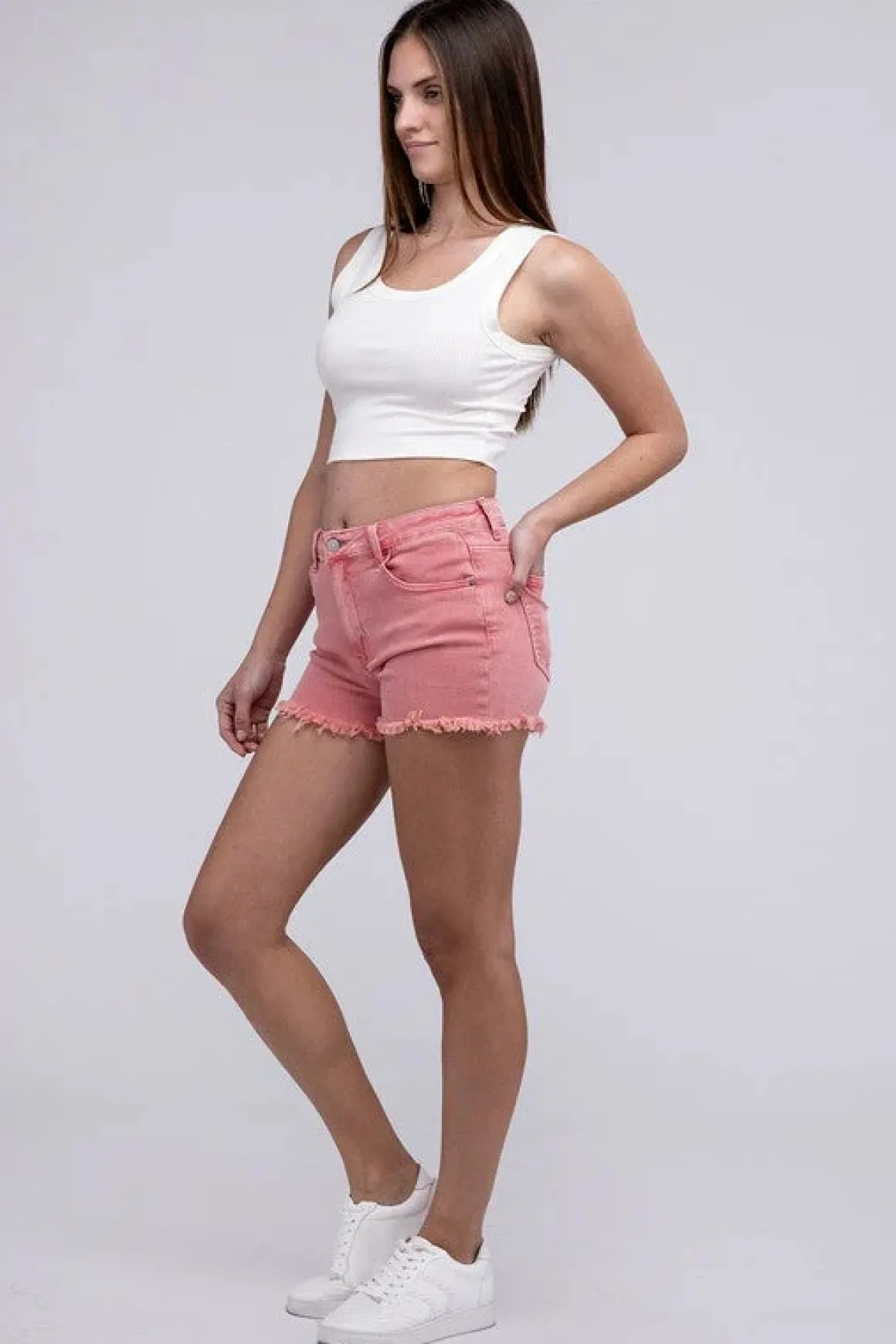 Acid Washed Frayed Cutoff Hem Shorts  *Online Only*
