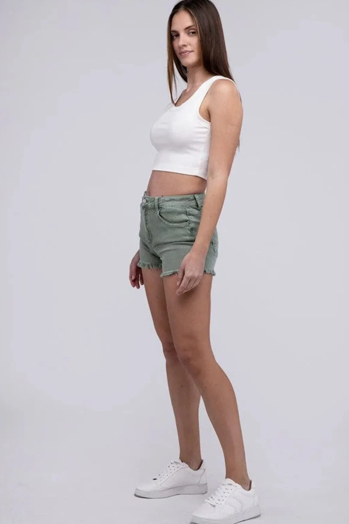 acid_washed_frayed_cutoff_8.webp Acid Washed Frayed Cutoff Hem Shorts *Online Only*