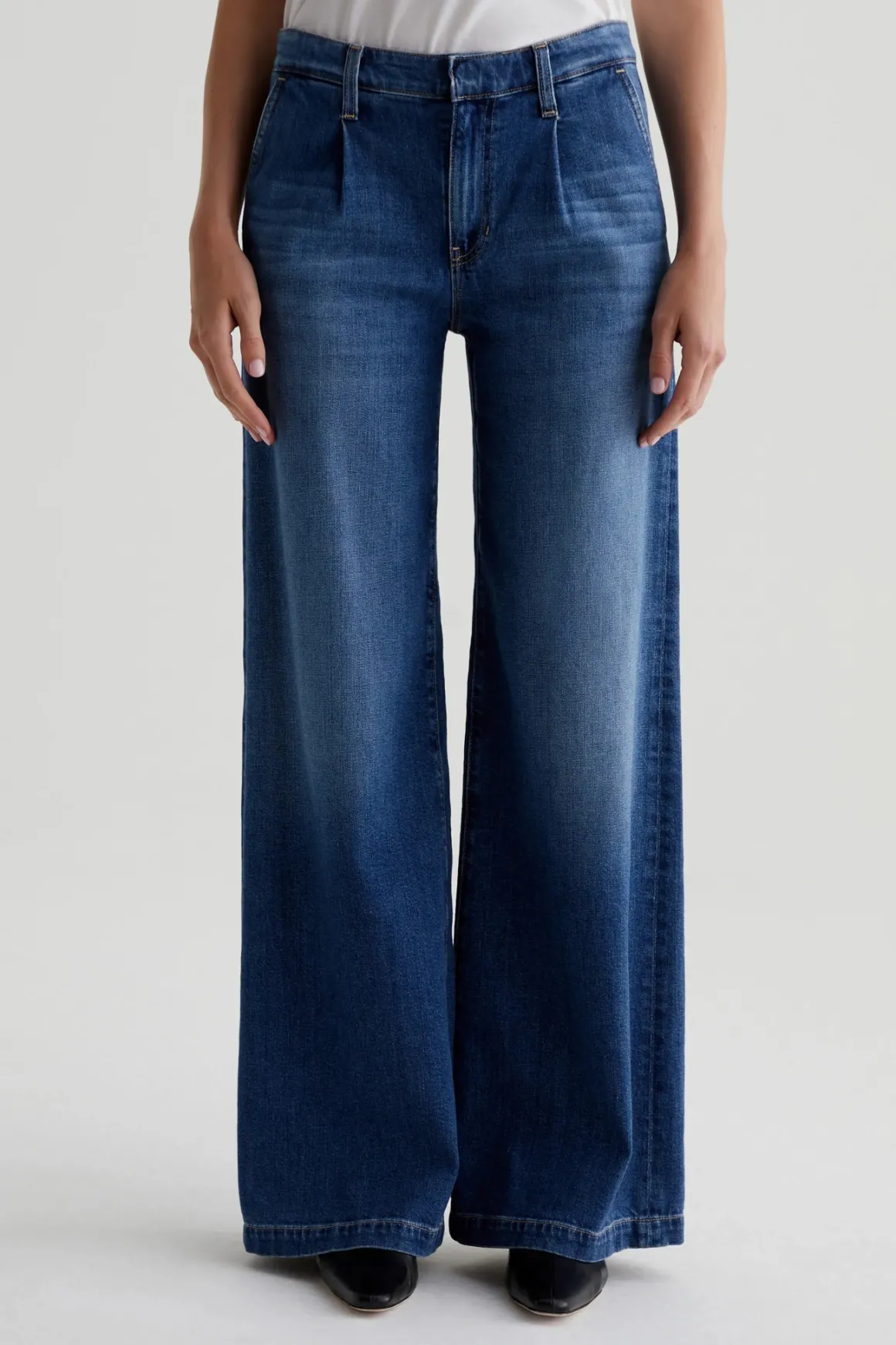 AG Stella Low Slung Pleated Jeans