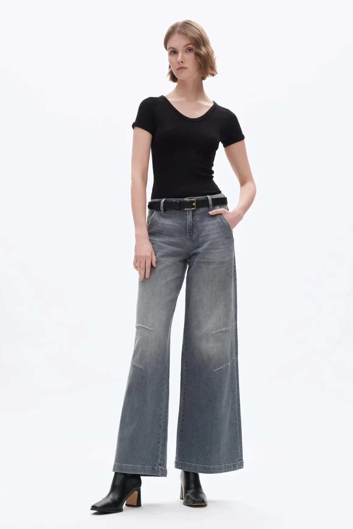 Bayeas Mid Rise Wide Leg Jeans