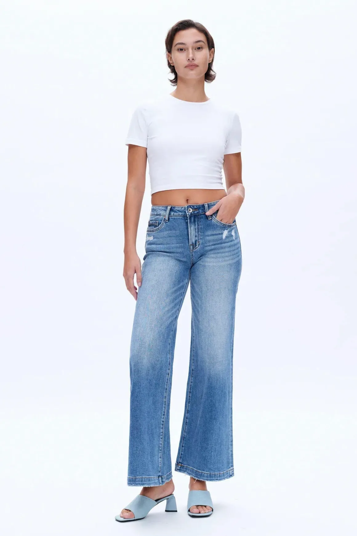 Bayeas Mid Rise Wide Leg Jeans