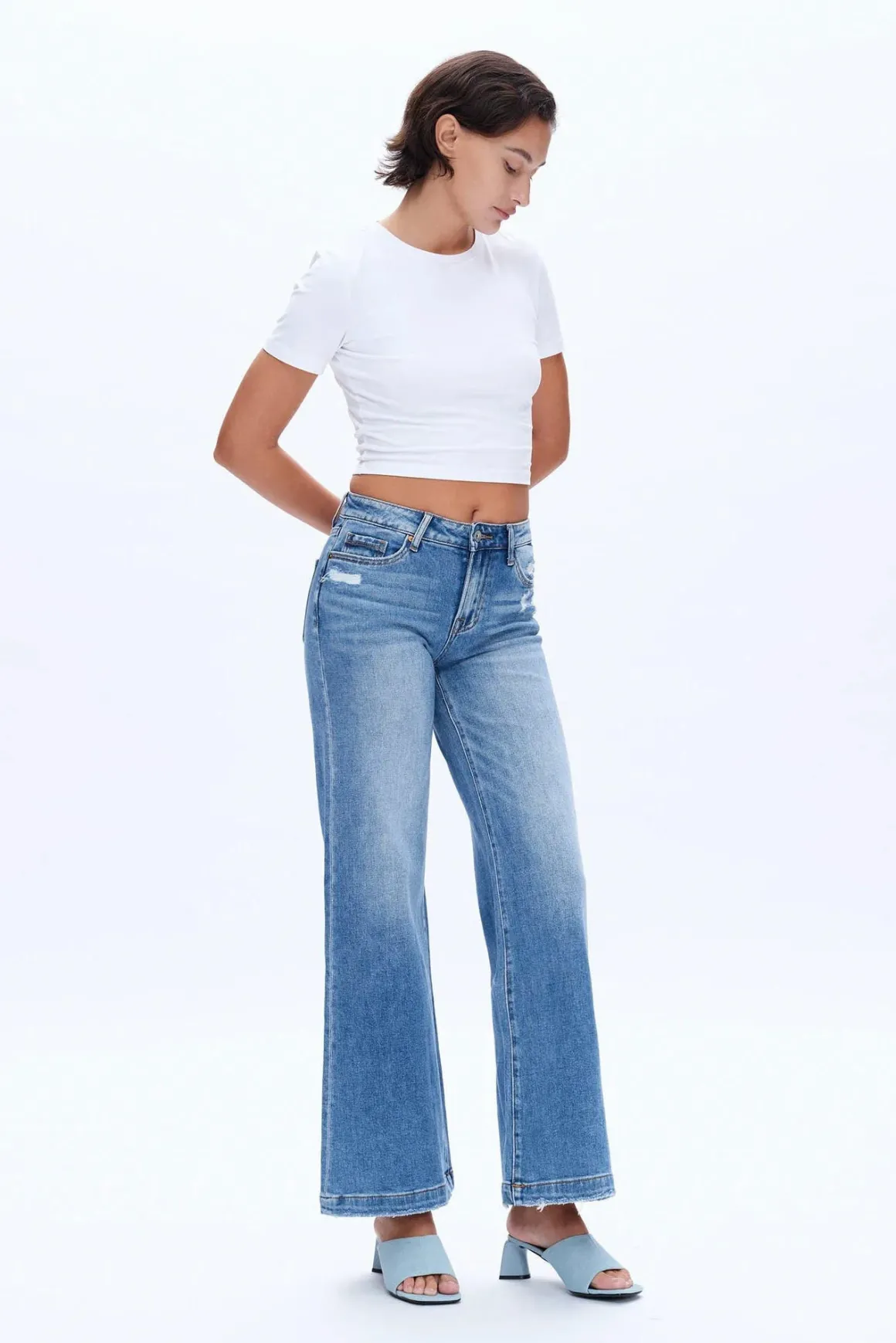 Bayeas Mid Rise Wide Leg Jeans