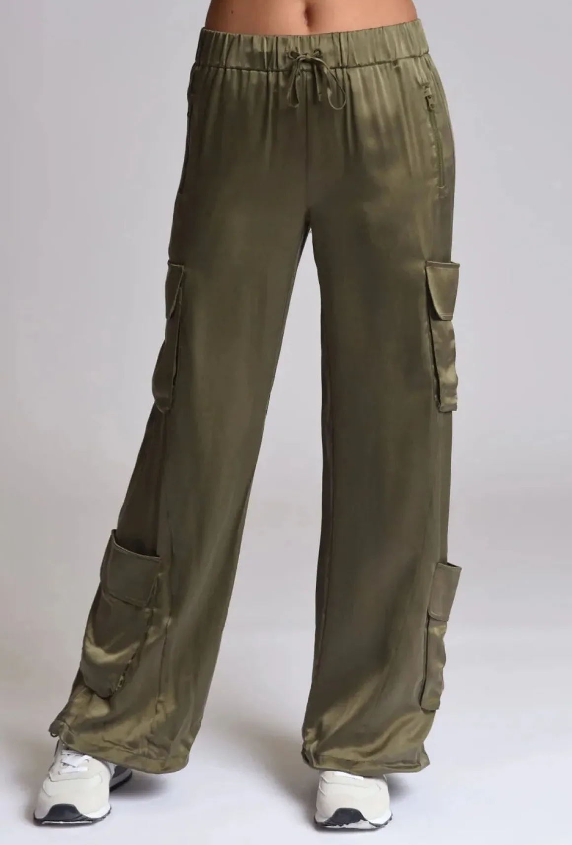 Blanc Noir Silk Wide Leg Pants