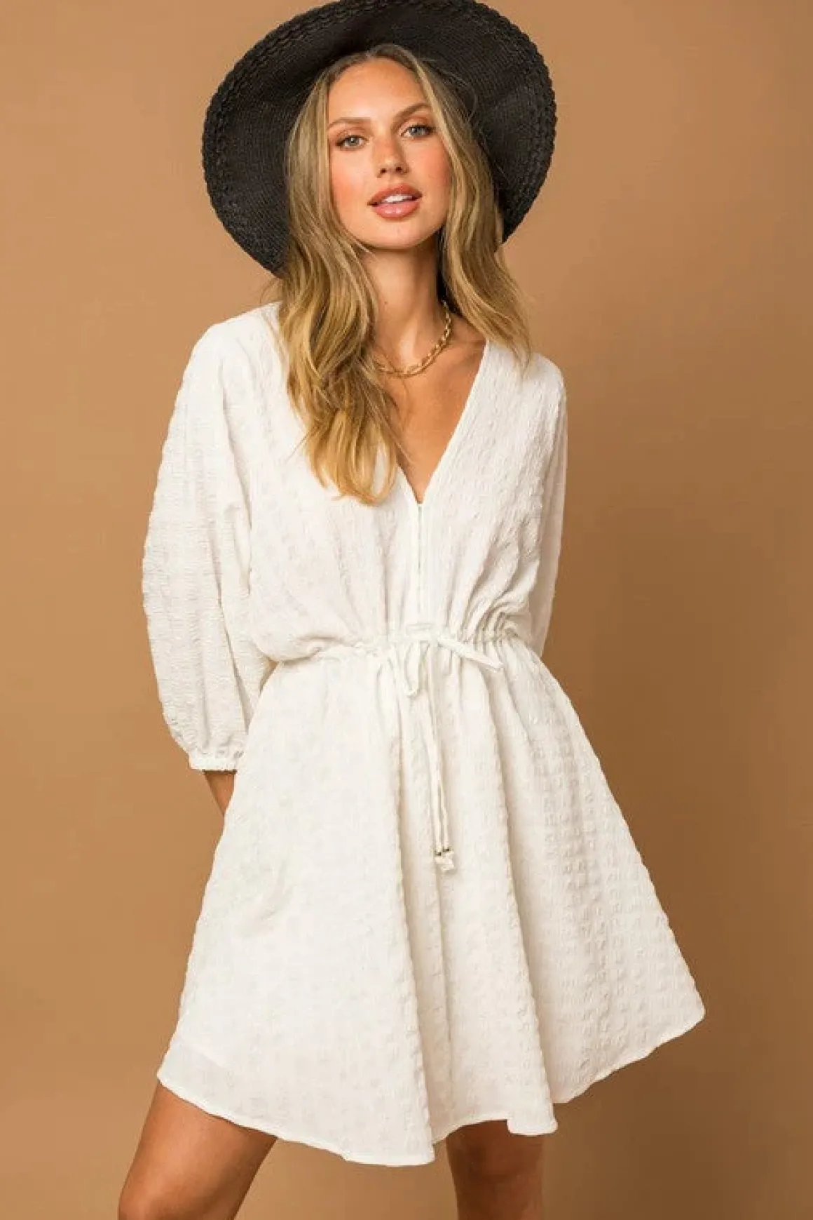 Blouson Seersucker Batwing Dress * Online Only*