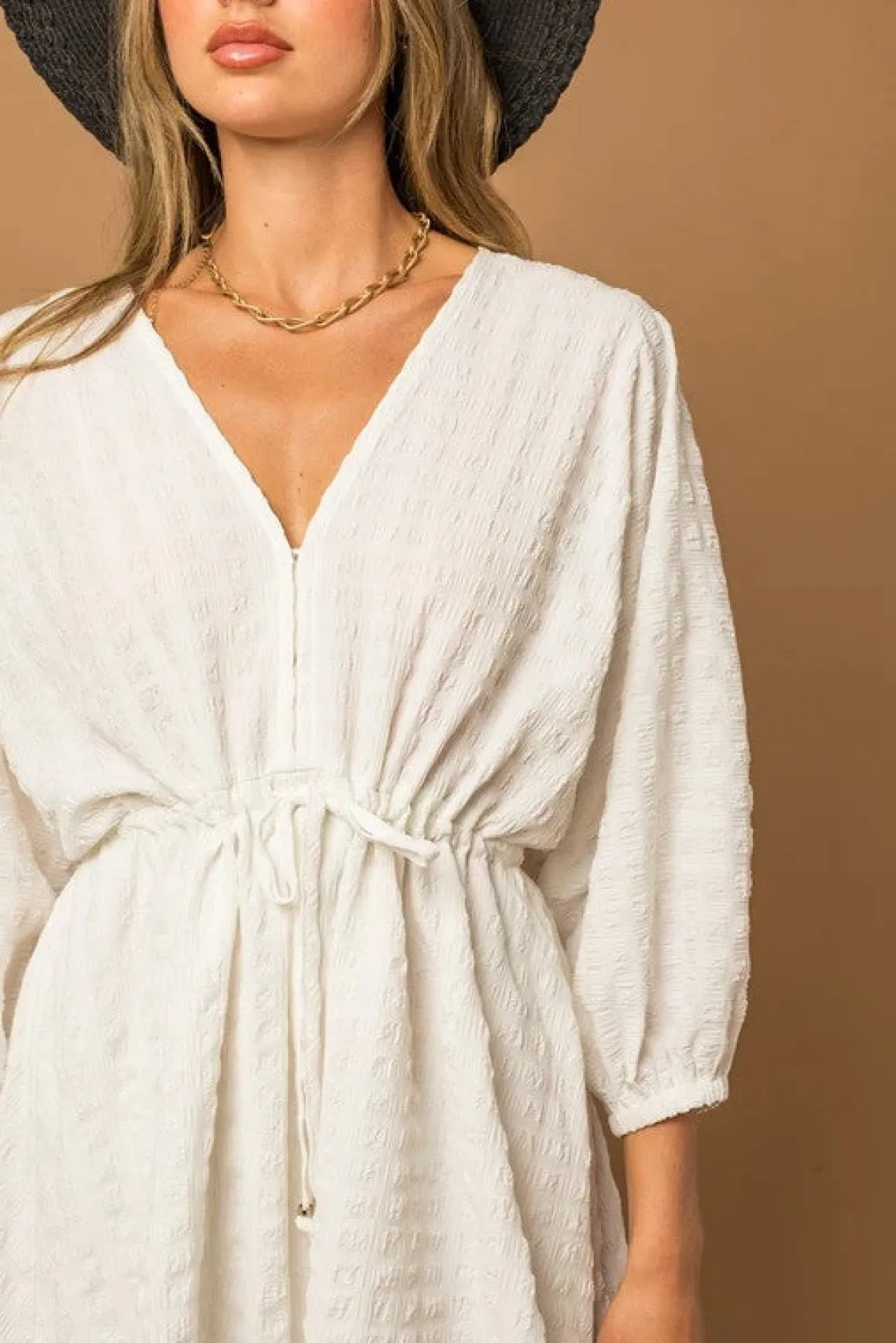 blouson_seersucker_batwin_4.webp Blouson Seersucker Batwing Dress * Online Only*
