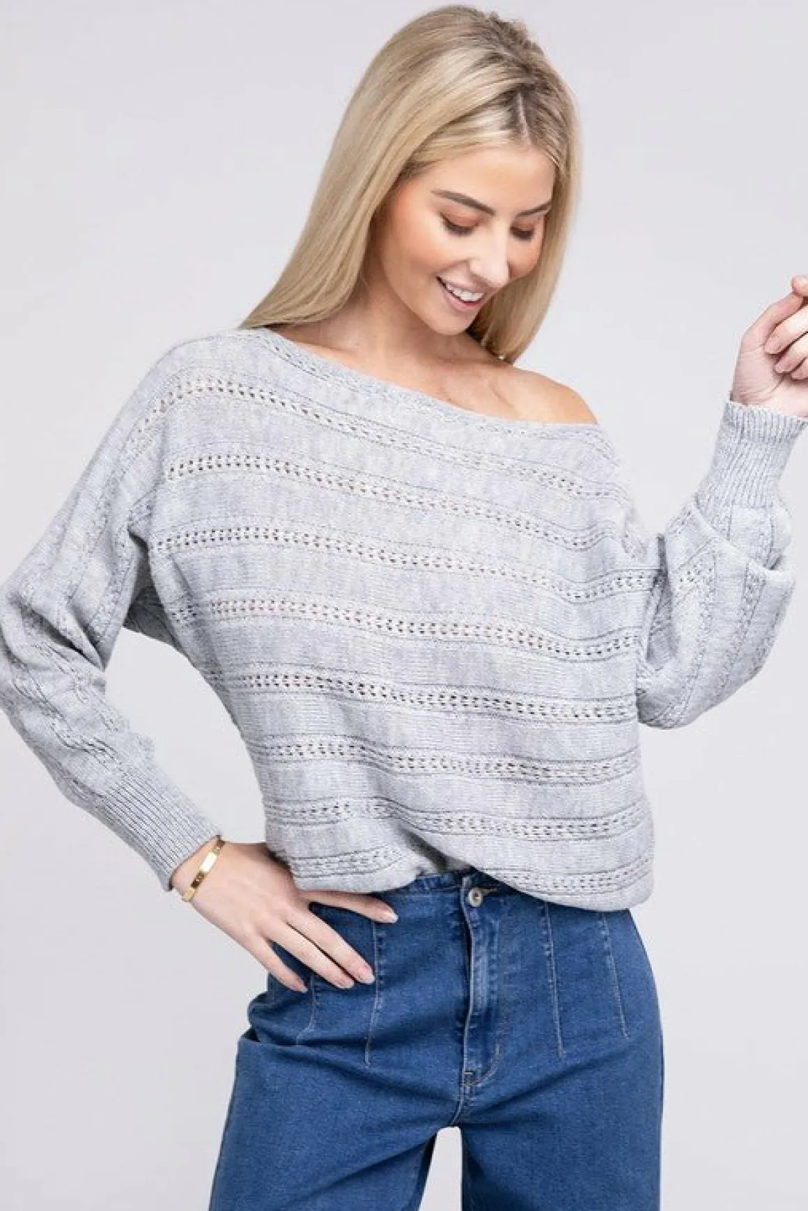 Boat Neck Cable Knit Sweater *Online Only*