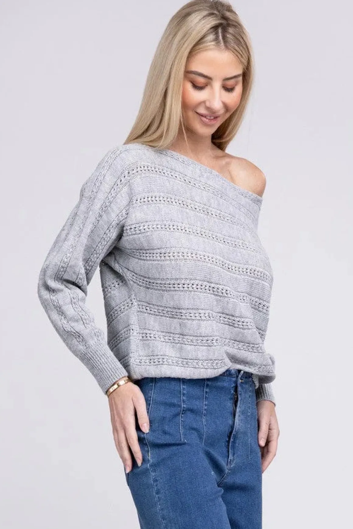 Boat Neck Cable Knit Sweater *Online Only*