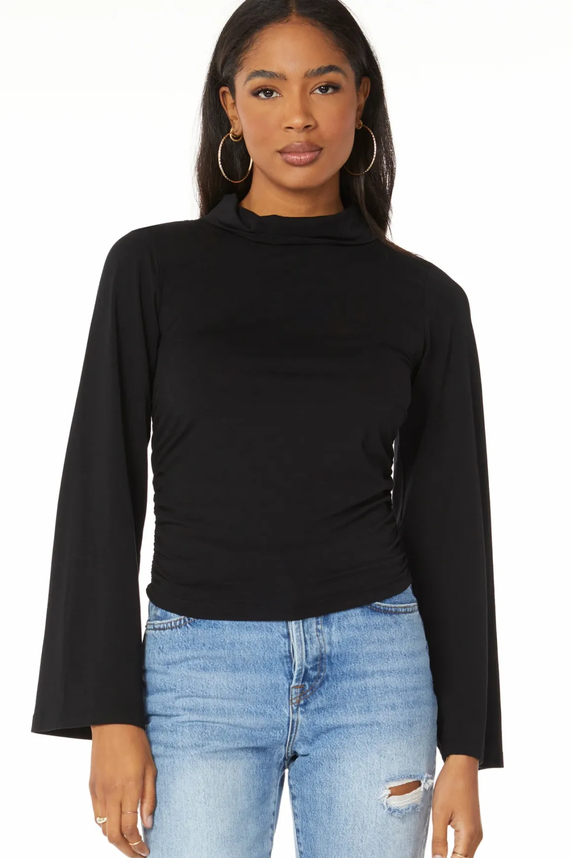 Bobi Bell Sleeve Mock Neck Shirt *FINAL SALE*