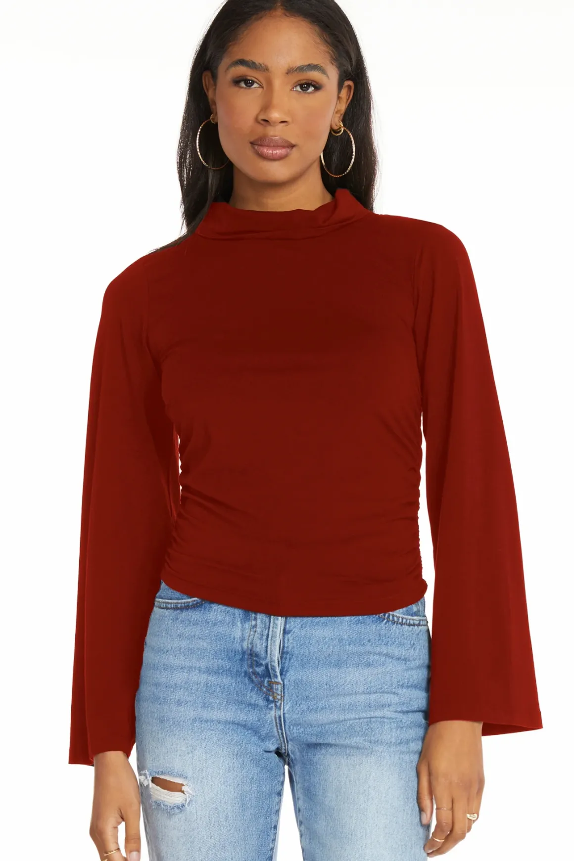 Bobi Bell Sleeve Mock Neck Shirt *FINAL SALE*