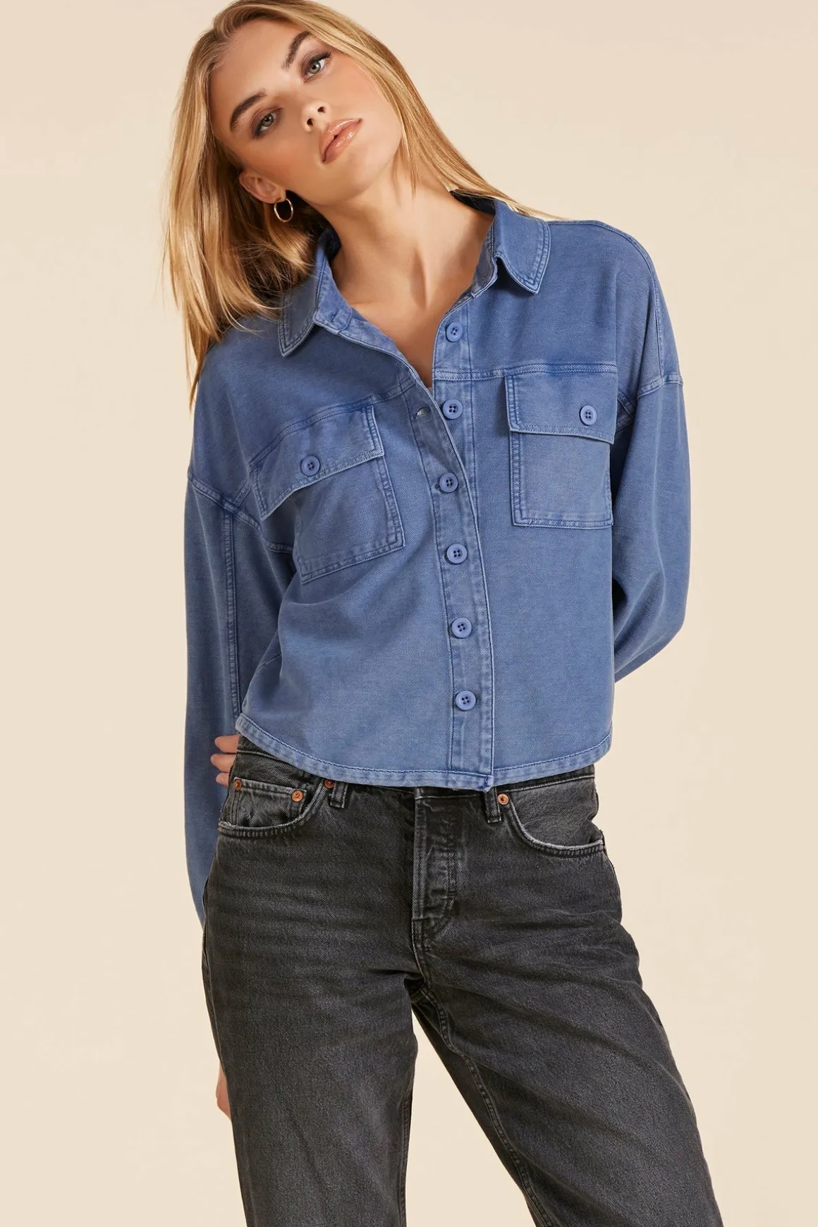 Bobi Button Front Short Shacket