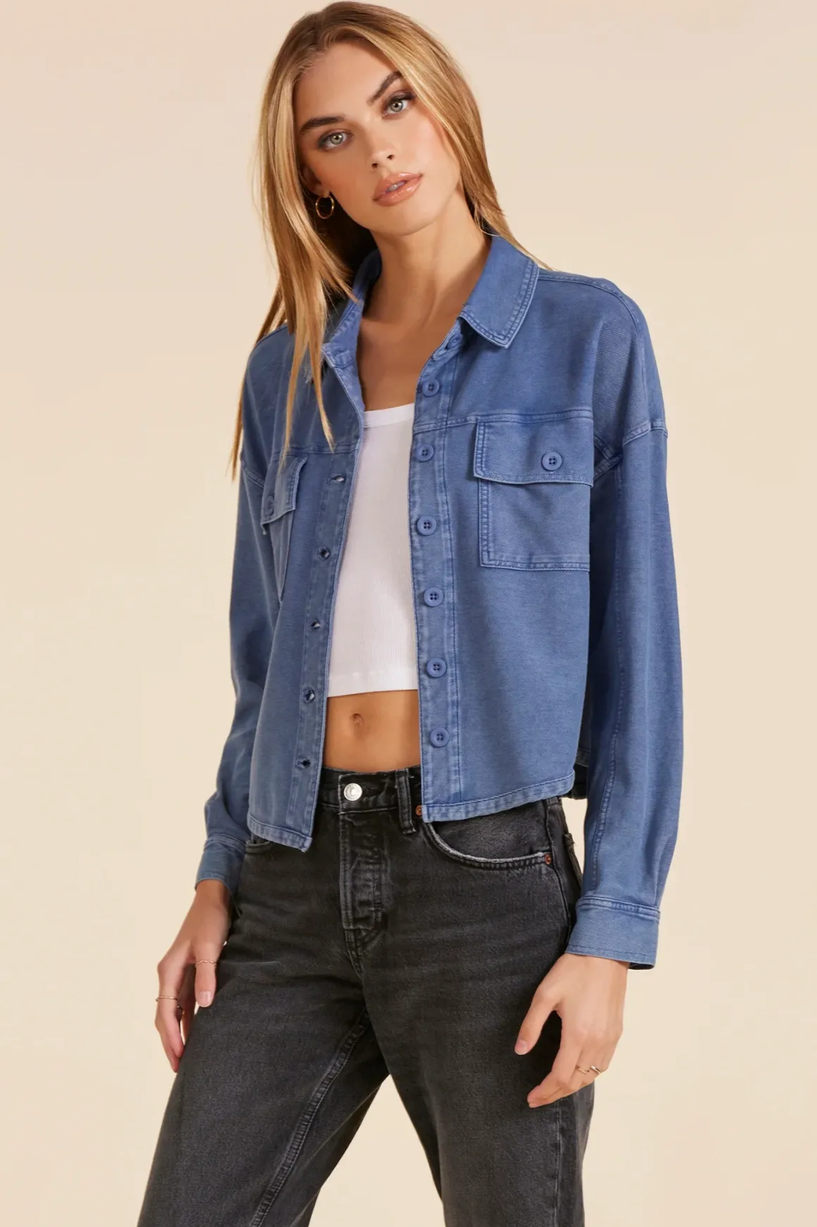 Bobi Button Front Short Shacket