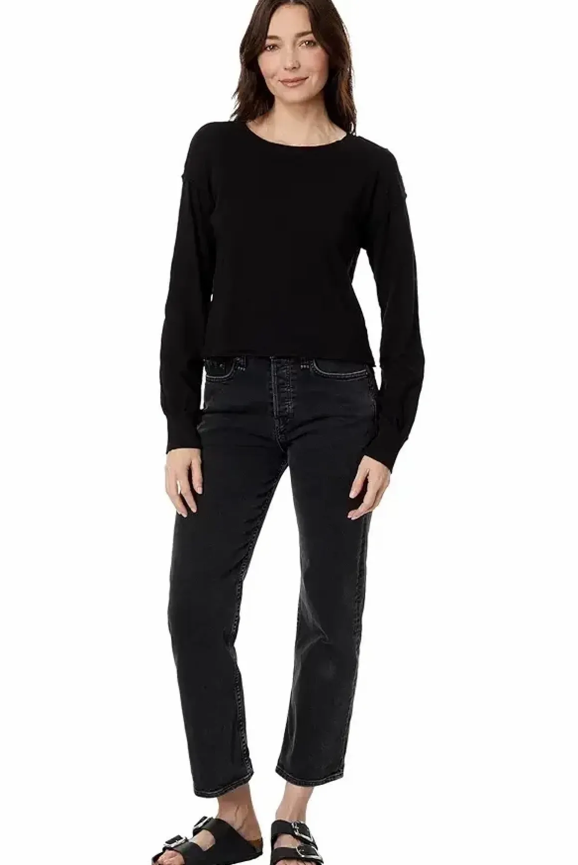 Bobi Cropped Boxy Long Sleeve Tee