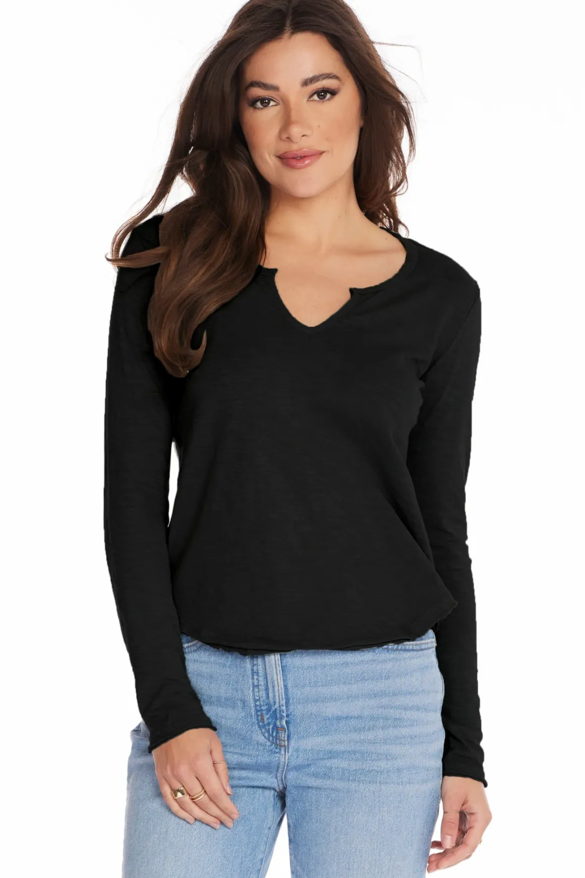Bobi Split Tee with Raw Binding