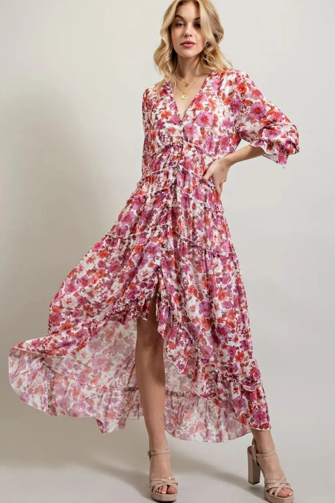 Bohemian Floral High and low maxi dress *Online Only*