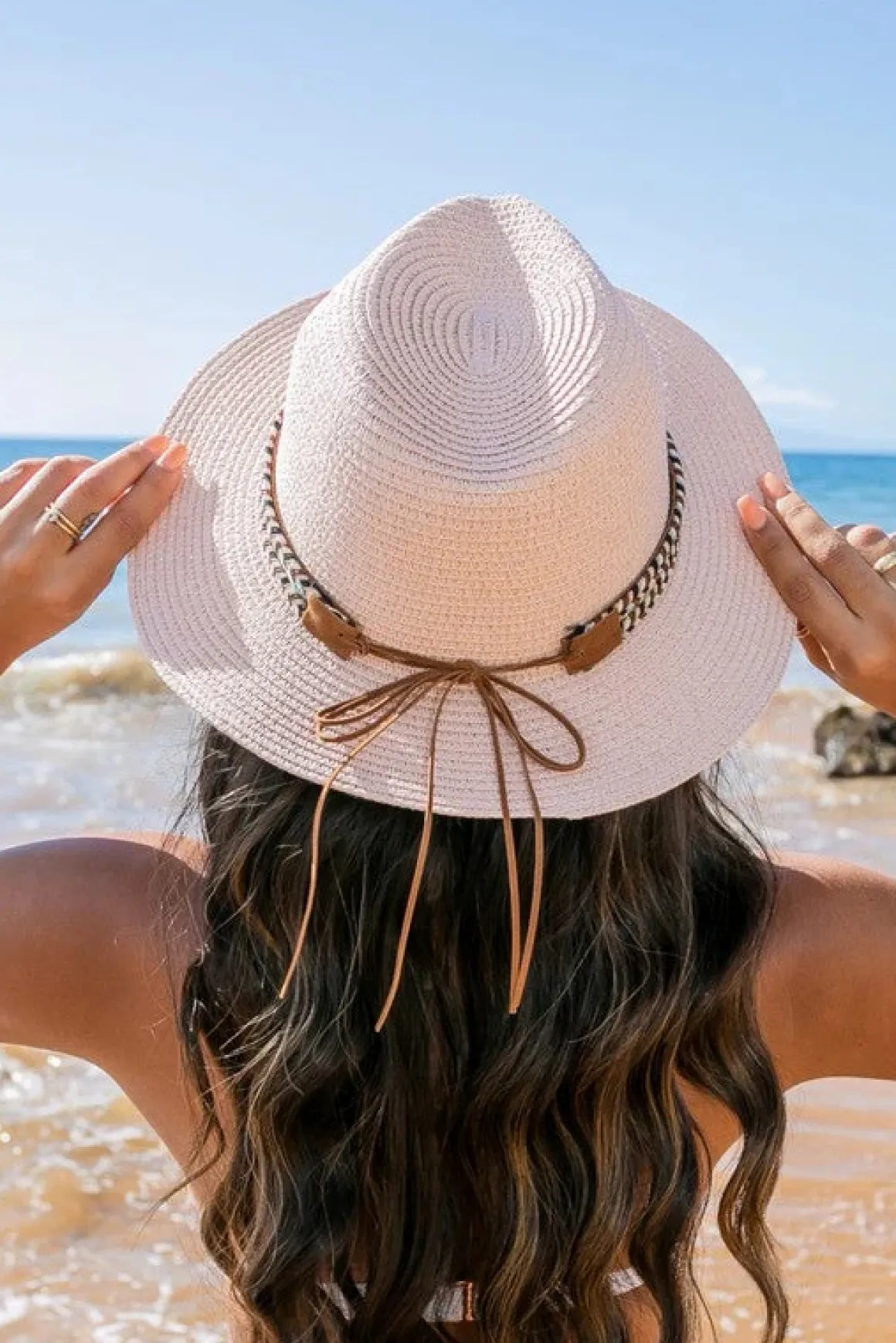 Boho Accent Straw Panama Fedora Hat *Online Only*
