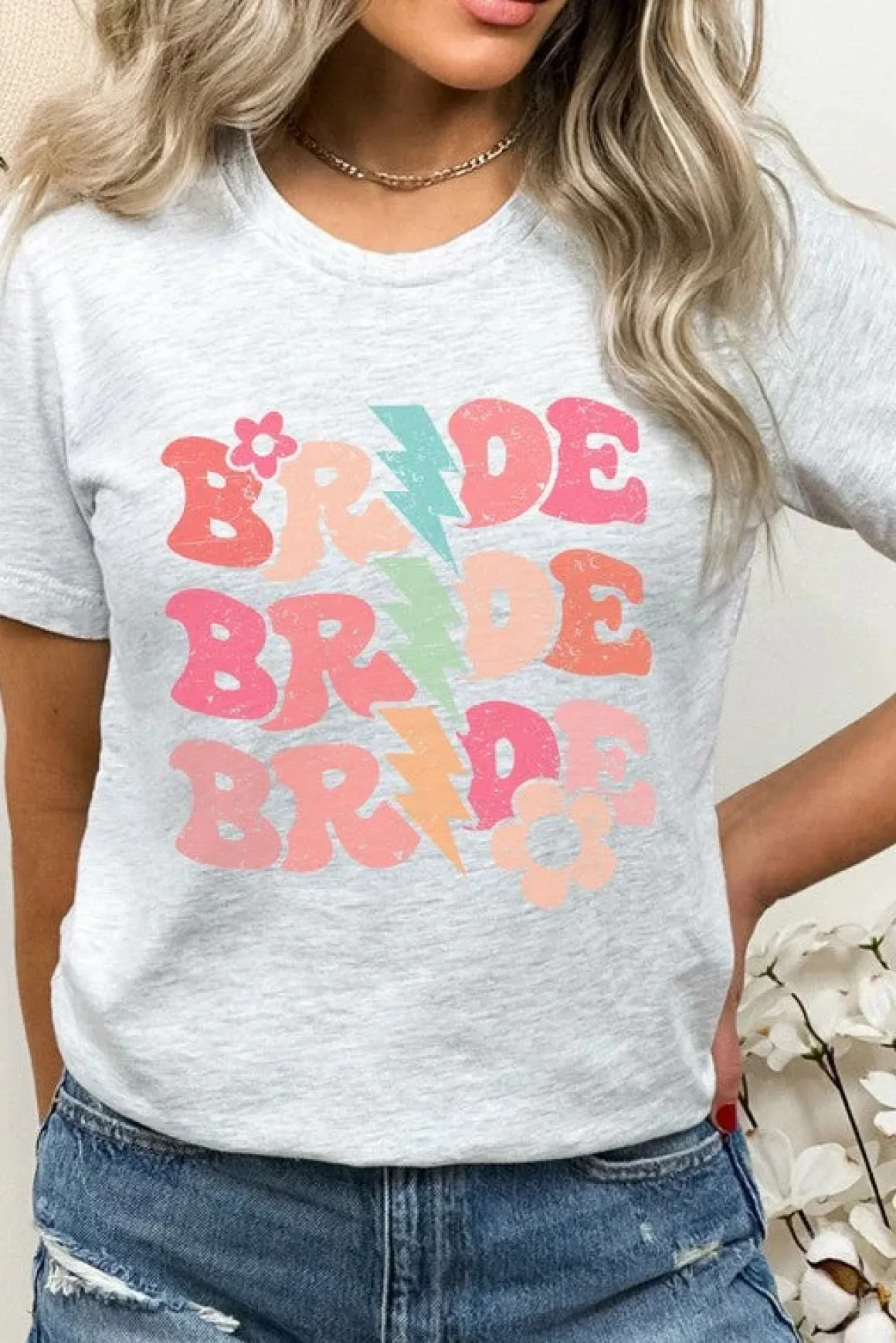 Bride Floral Lightning Bolts Repeat Graphic Tee *Online Only*