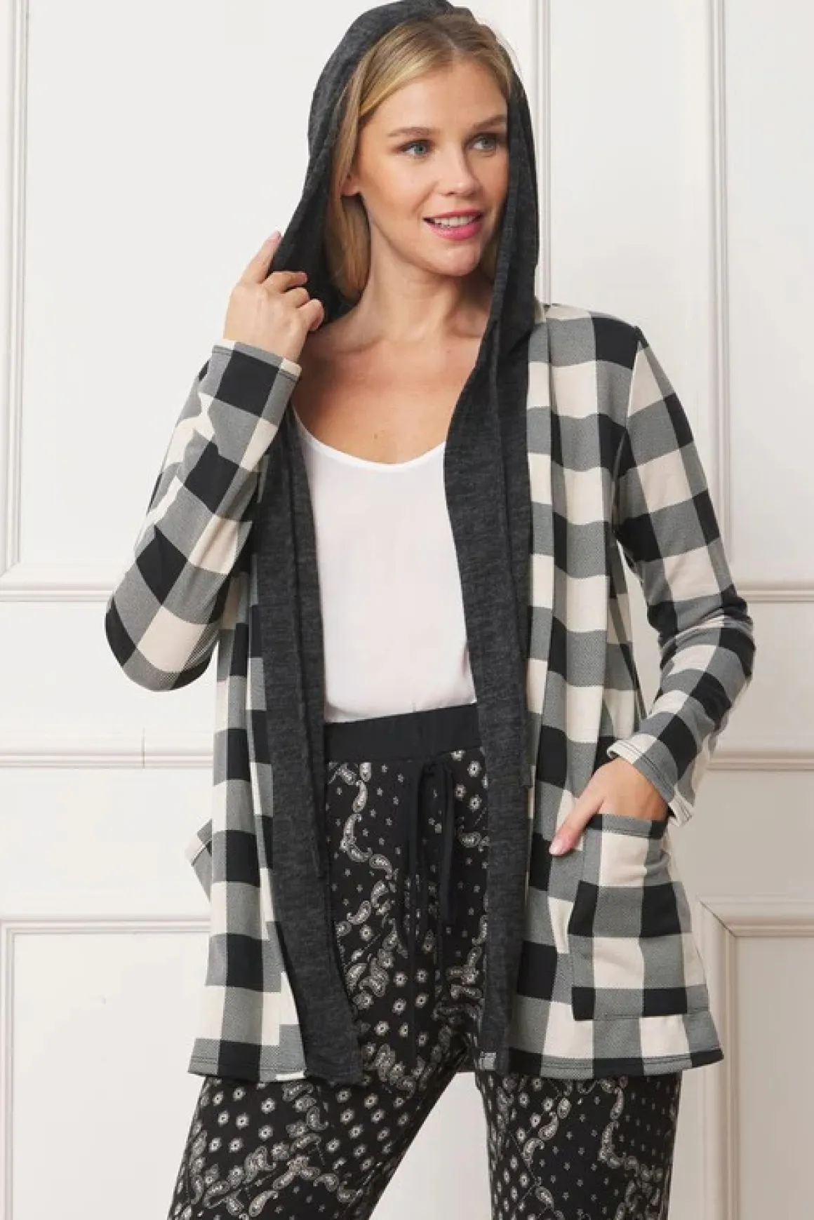 Buffalo Plaid Hooded Cardigan *Online Only*