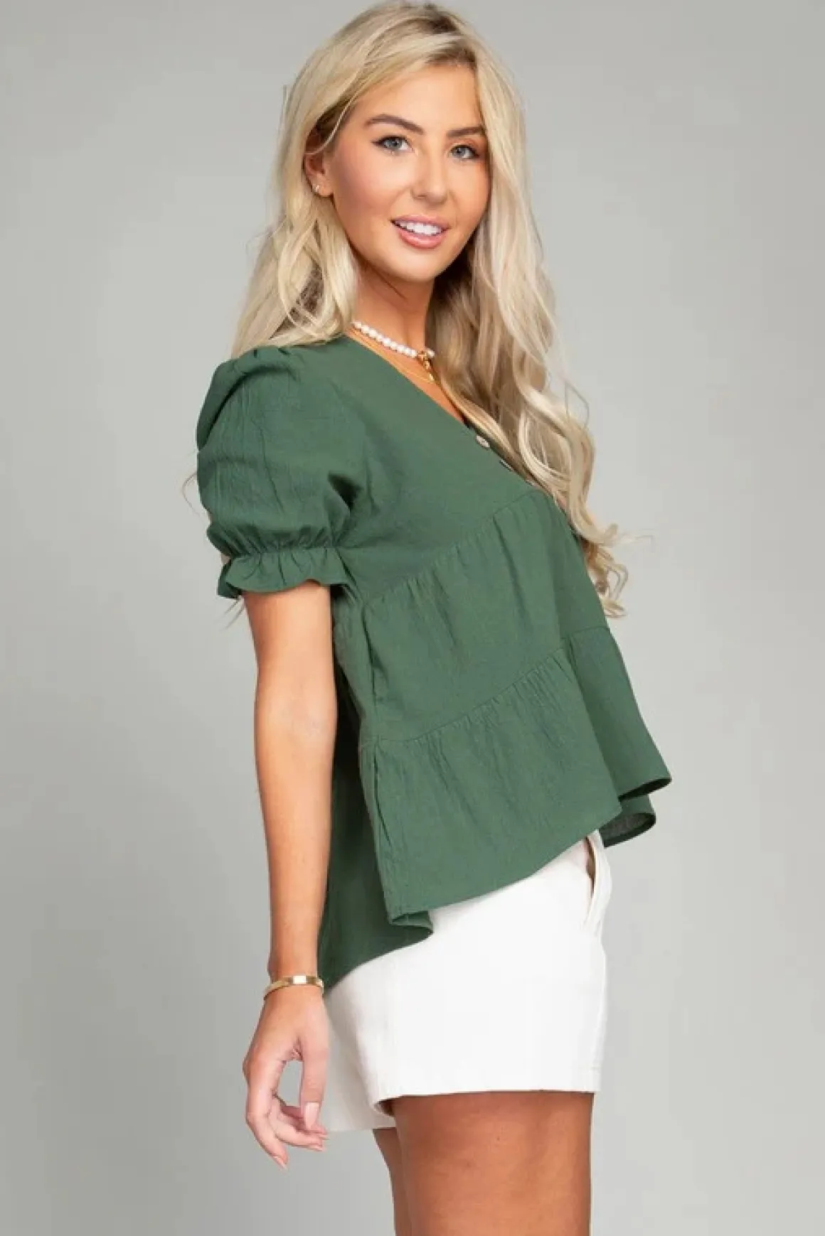 button_front_puff_sleeve__3.webp Button Front Puff Sleeve Blouse *Online Only*