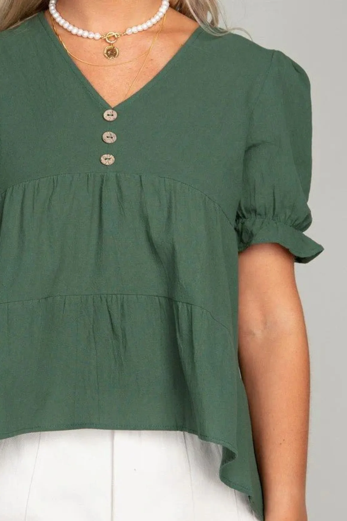 button_front_puff_sleeve__5.webp Button Front Puff Sleeve Blouse *Online Only*
