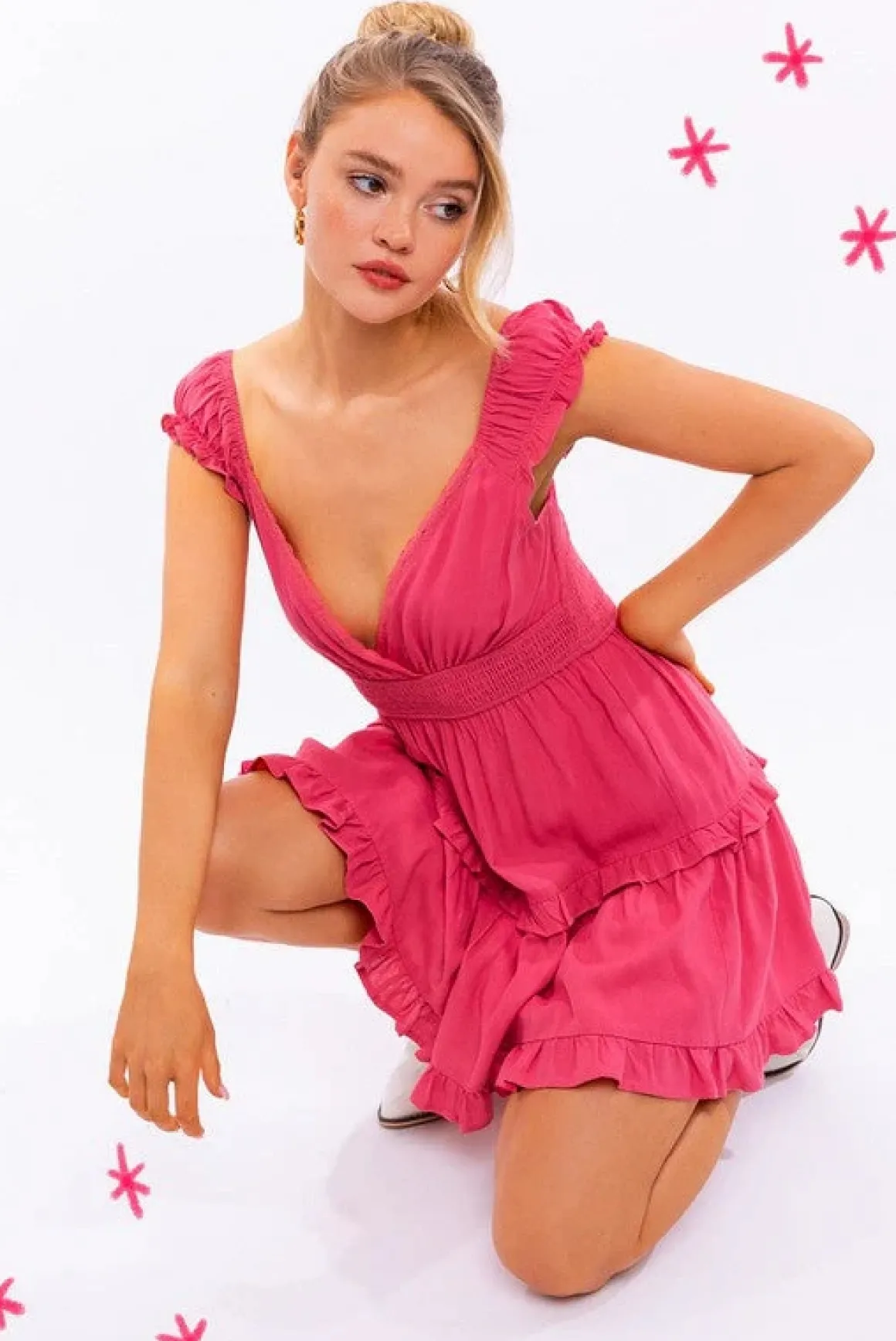 Cap Sleeve Ruffle Mini Dress *Online Only*