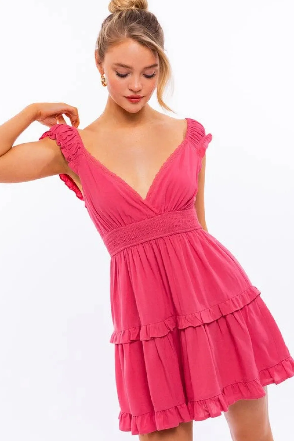 Cap Sleeve Ruffle Mini Dress *Online Only*