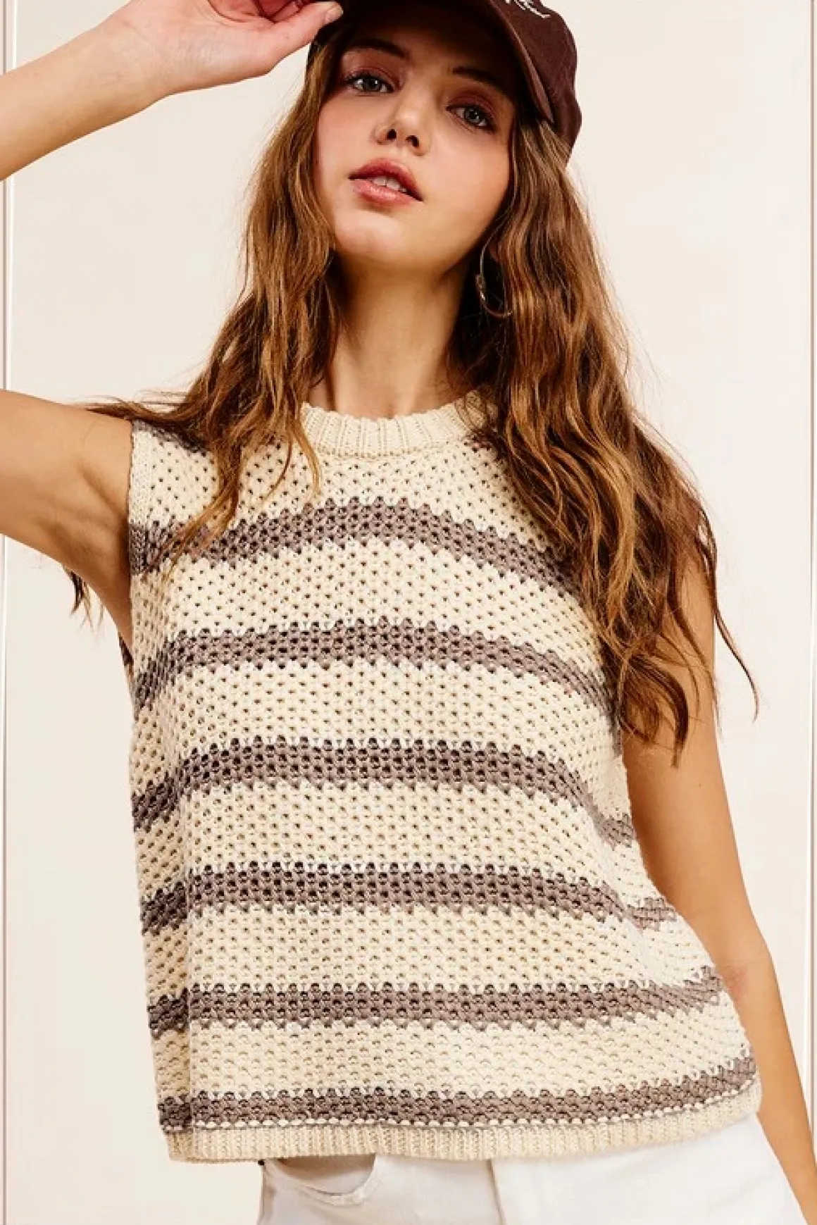 chunky_stripe_sleeveless__9.webp Chunky Stripe Sleeveless Sweater Top *Online Only*