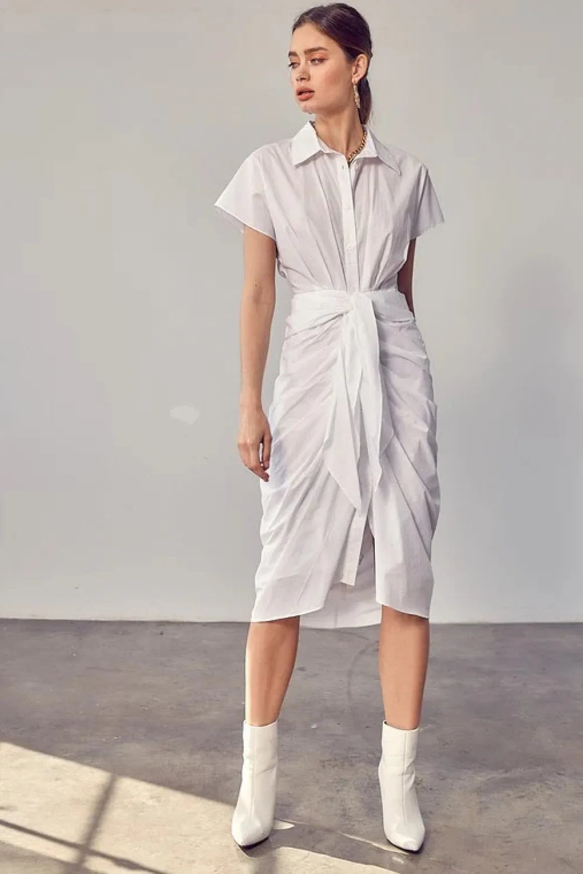 Collar Button Front Tie Dress *Online Only*