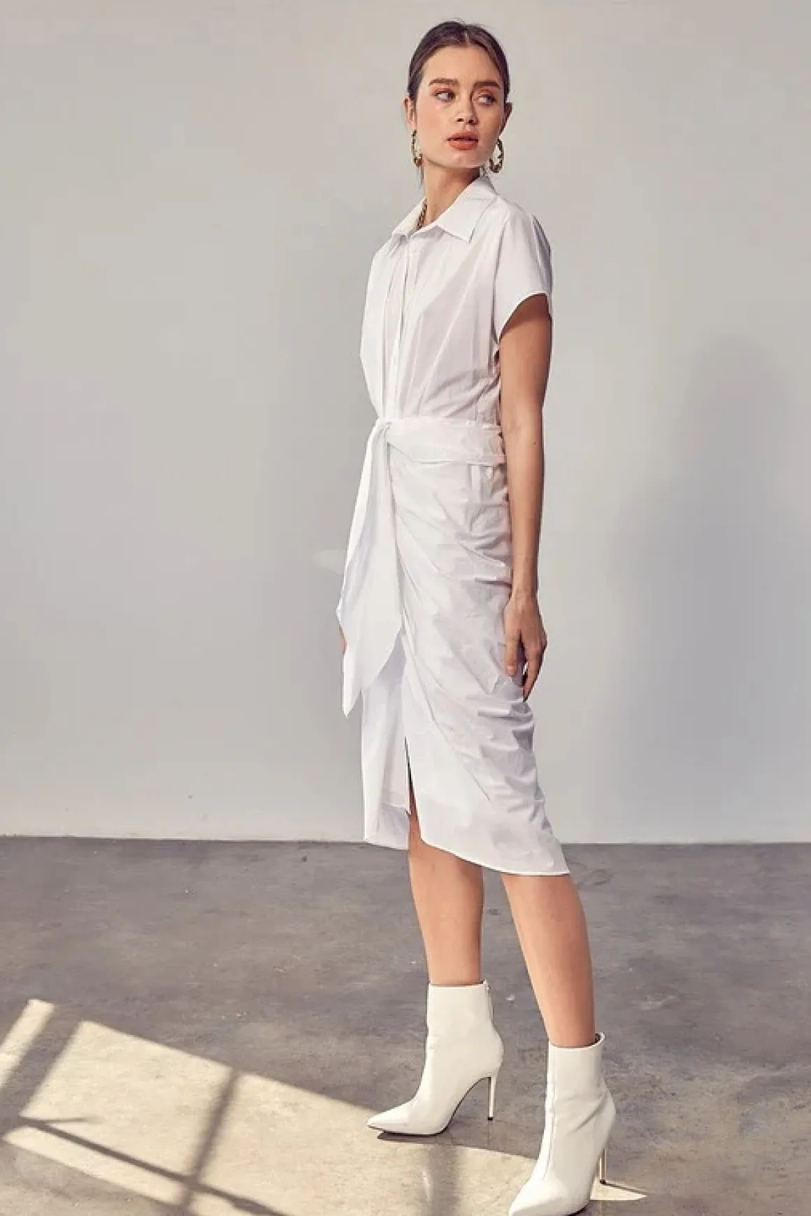 Collar Button Front Tie Dress *Online Only*