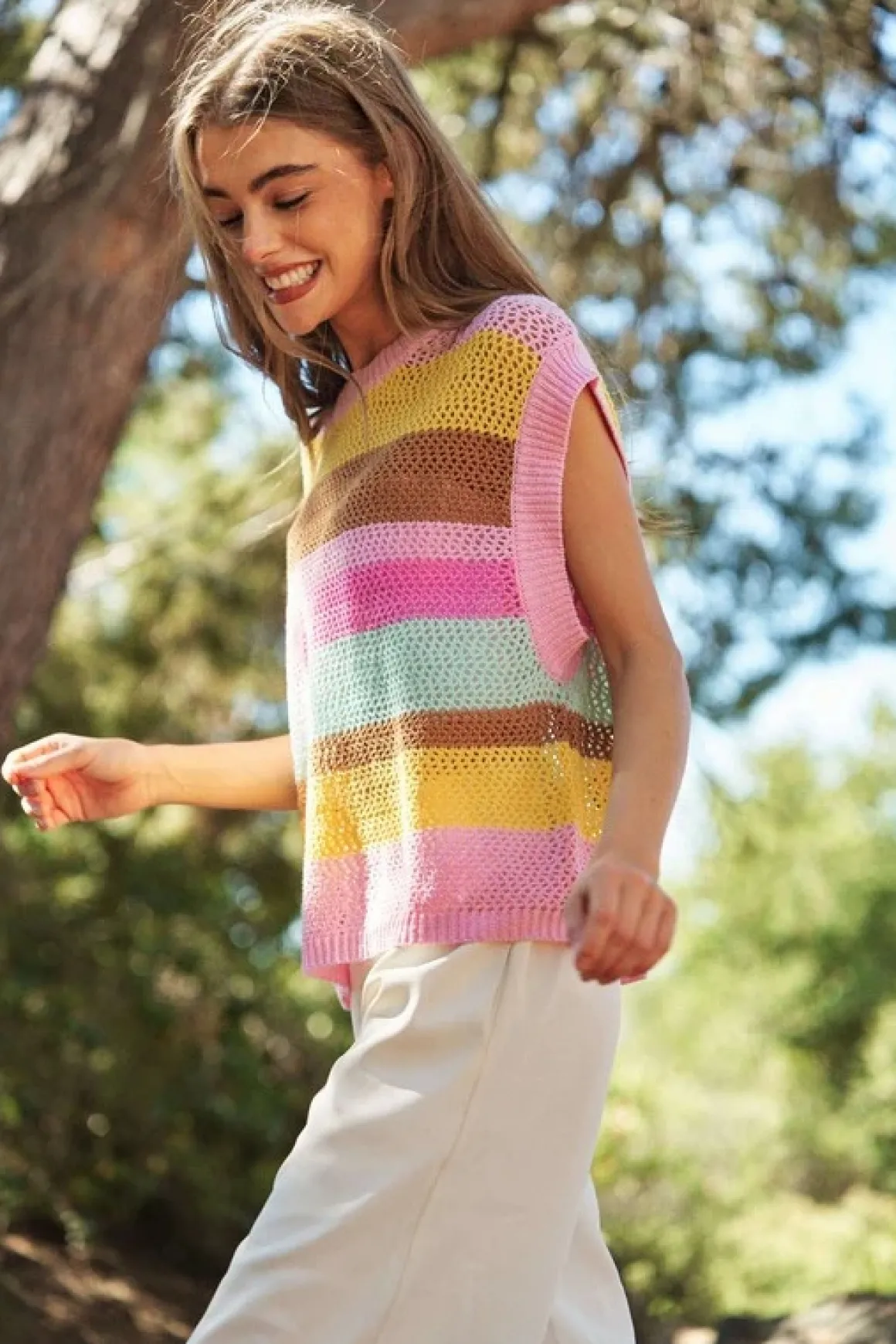 crochet_multi_striped_pul_3.webp Crochet Multi Striped Pullover Knit Sweater Vest *Online Only*