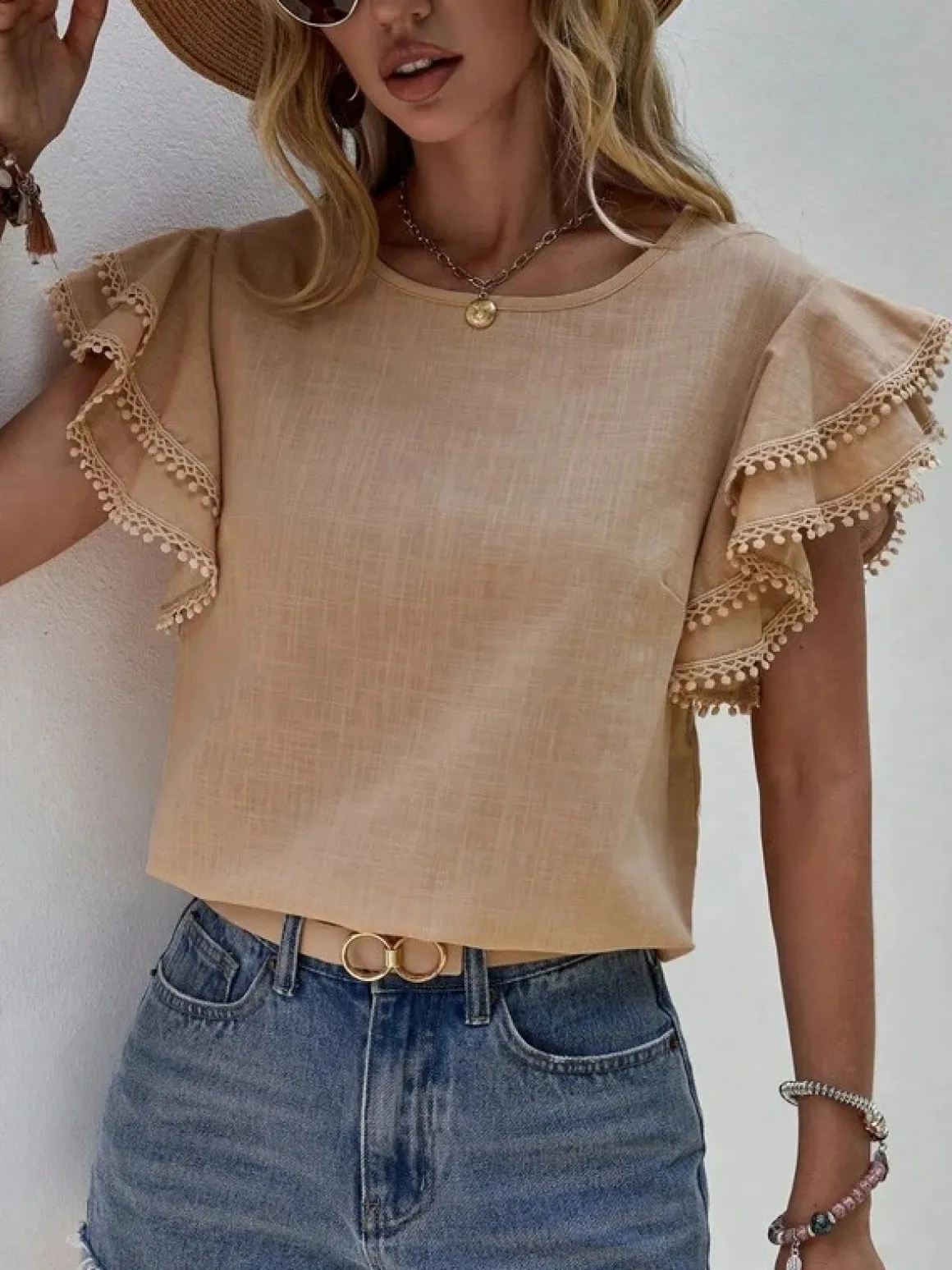 denise_ruffle_cap_sleeve__3.webp Denise Ruffle Cap Sleeve Top *Online Only*
