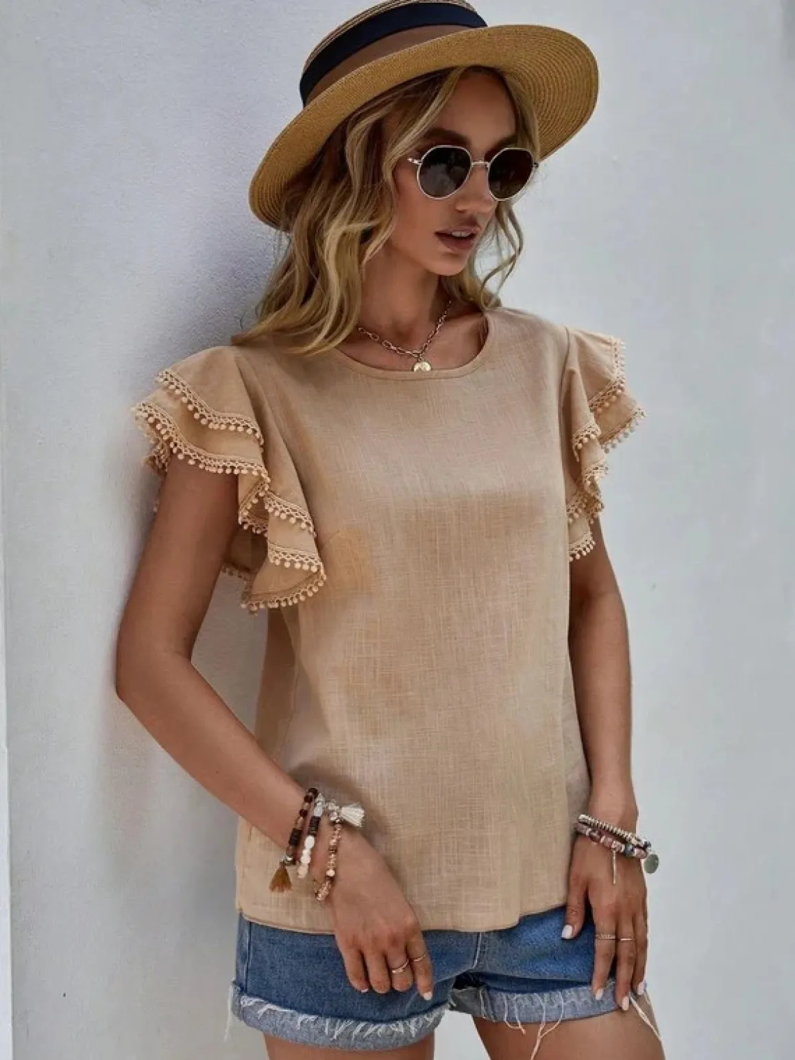 denise_ruffle_cap_sleeve__4.webp Denise Ruffle Cap Sleeve Top *Online Only*