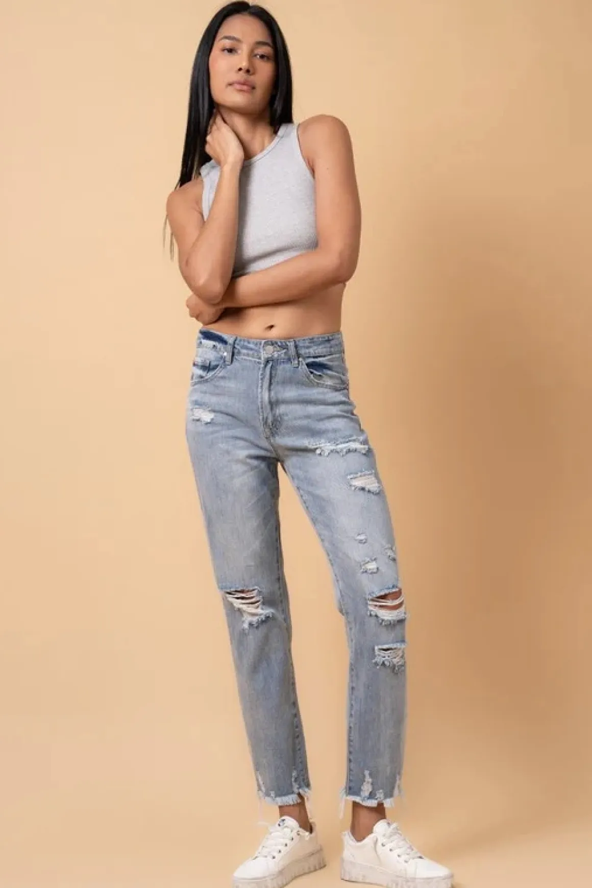 Distressed Girlfriend Jeans *Online Only*
