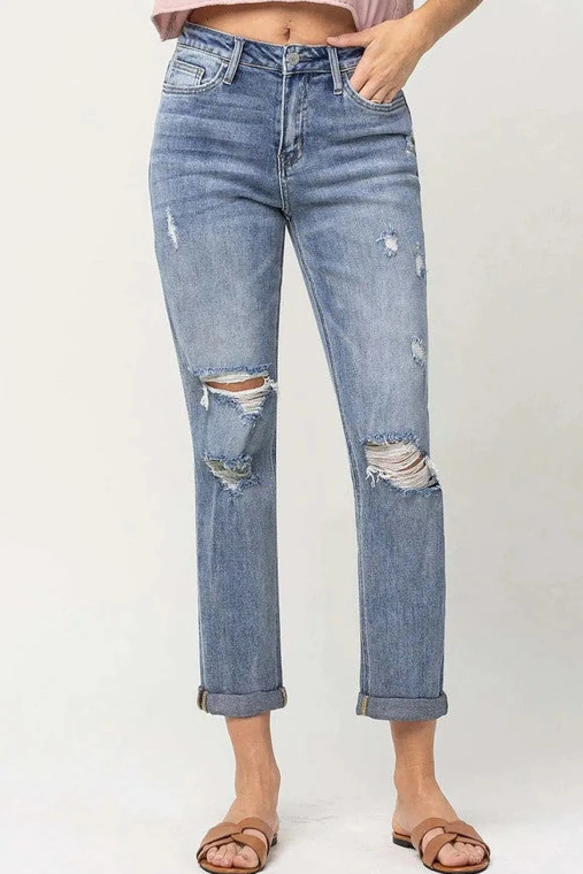 Distressed Stretch Boyfriend *Online Only*