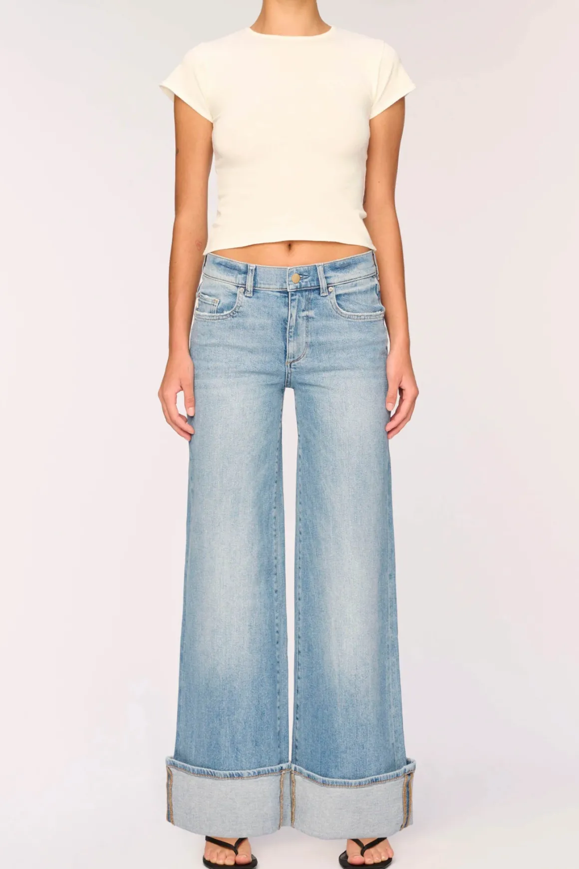 DL1961 Hepburn Wide Leg Cuffed Jeans