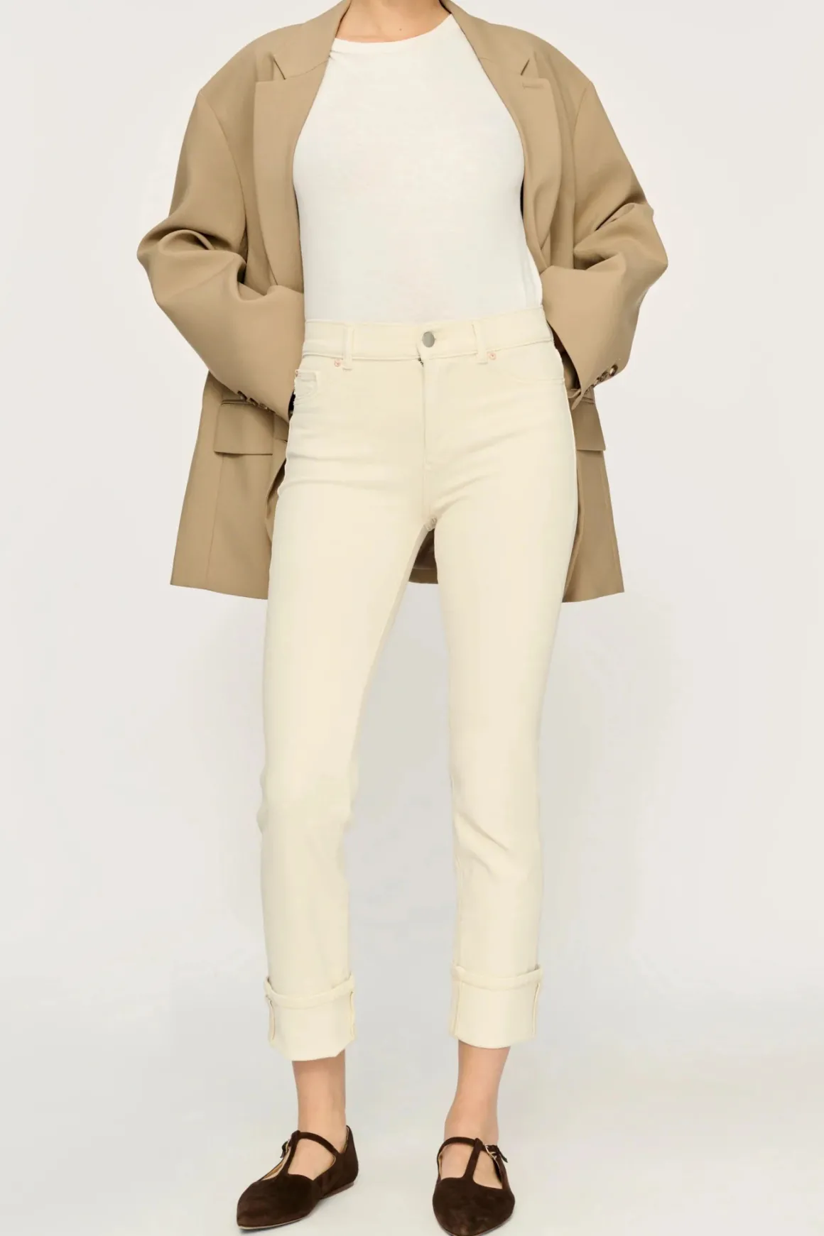 DL1961 Mara Mid Rise Straight Cuffed Jeans