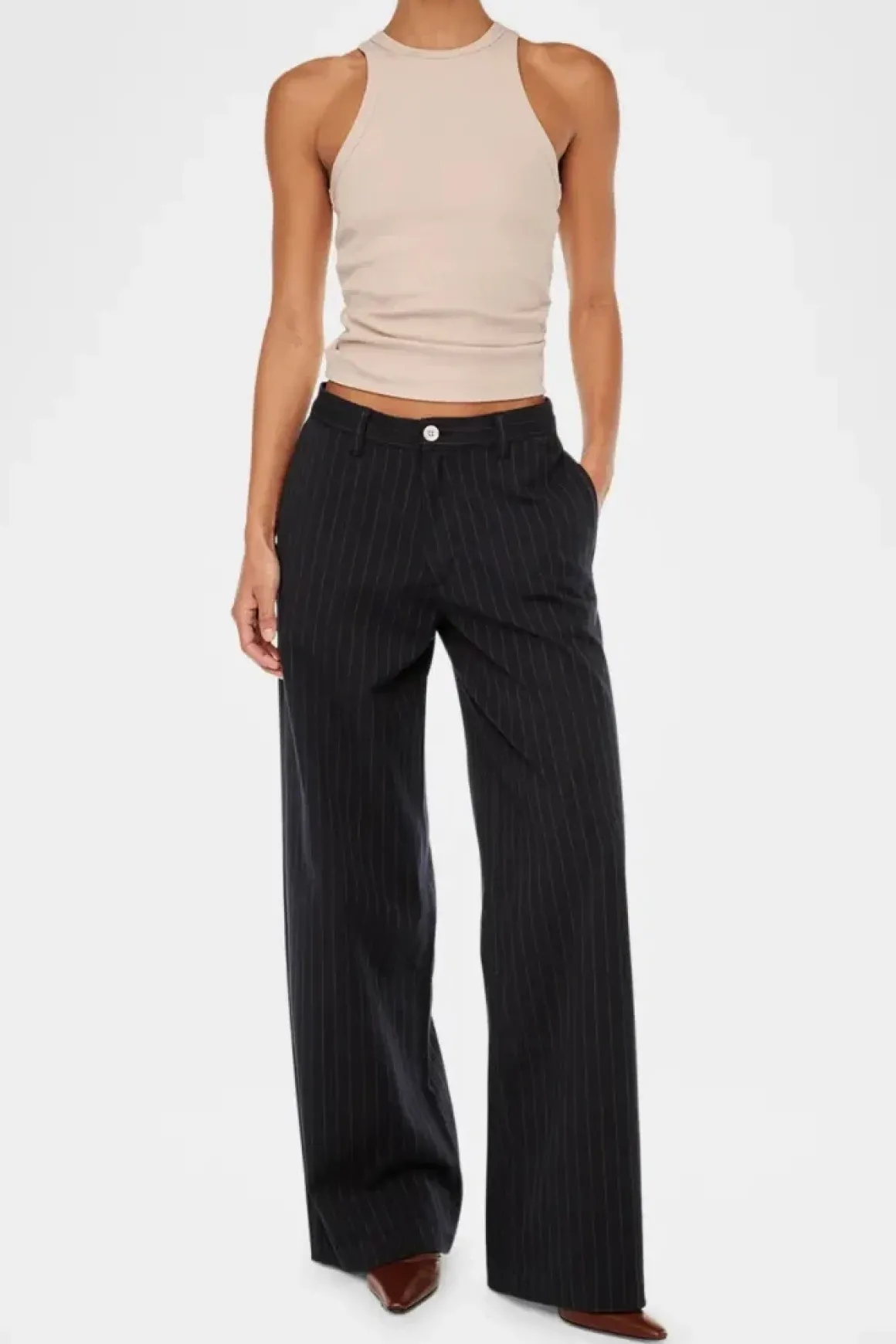 DL1961 Zoie Wide Leg Pinstripe Pants