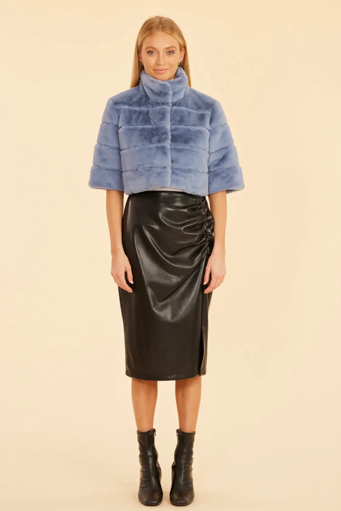 Dolce Cabo Faux Leather Ruched Skirt