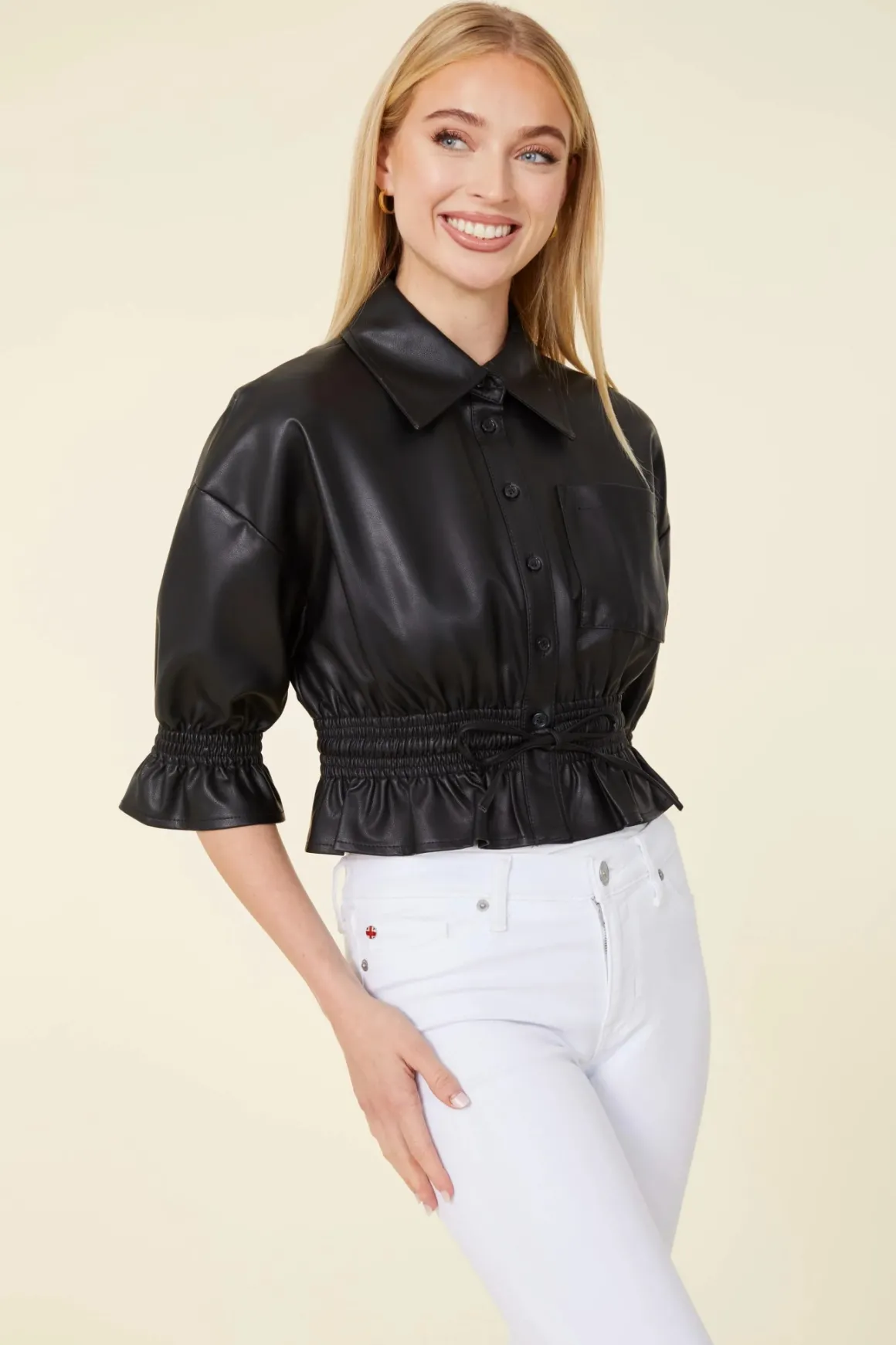 Dolce Cabo Vegan Leather Cropped Jacket