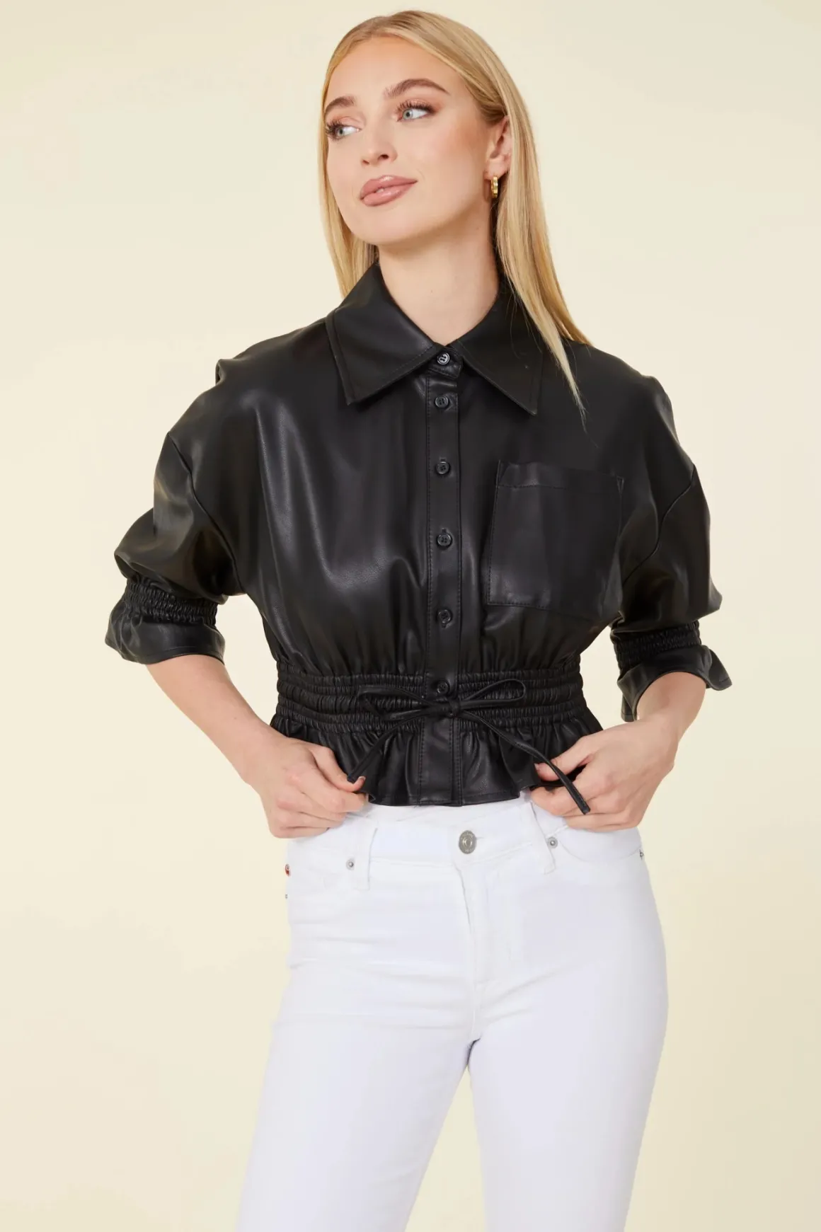 Dolce Cabo Vegan Leather Cropped Jacket
