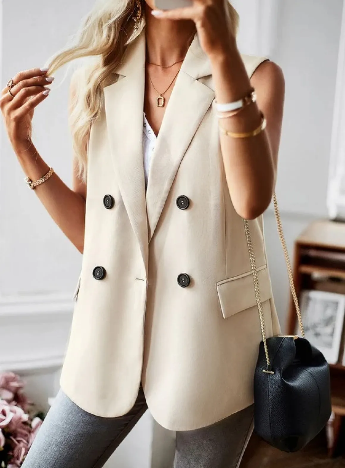 Double Breasted Blazer Vest *Online Only*