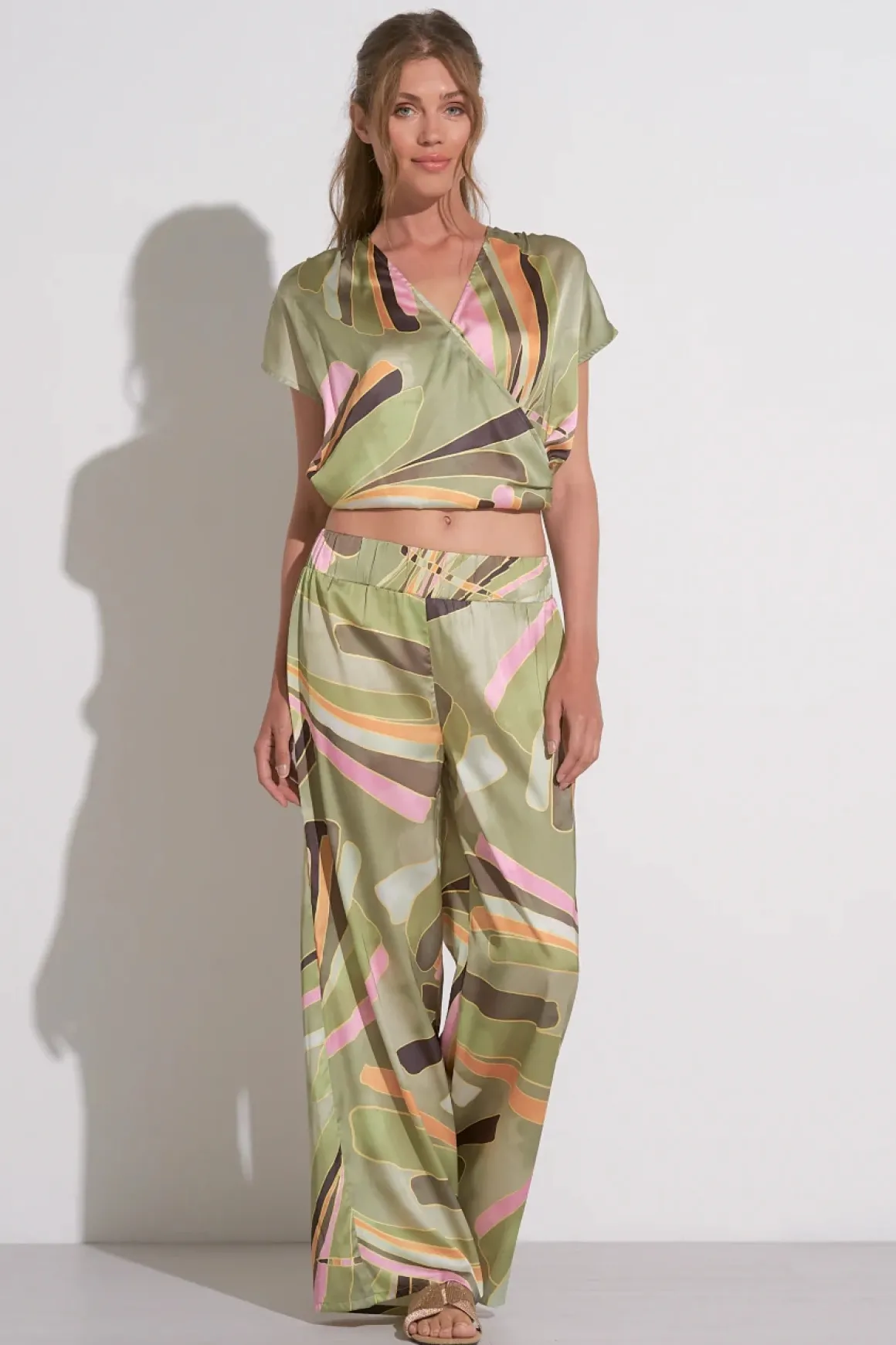 Elan Manila Print Crop Top
