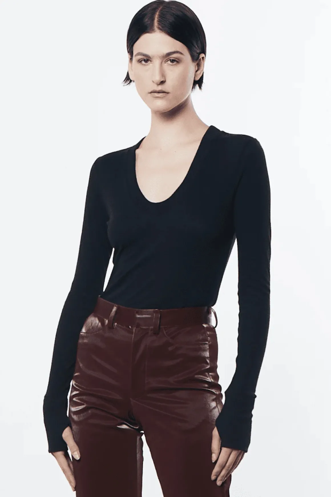 Enza Costa Cashmere U Neck Long Sleeve Bodysuit