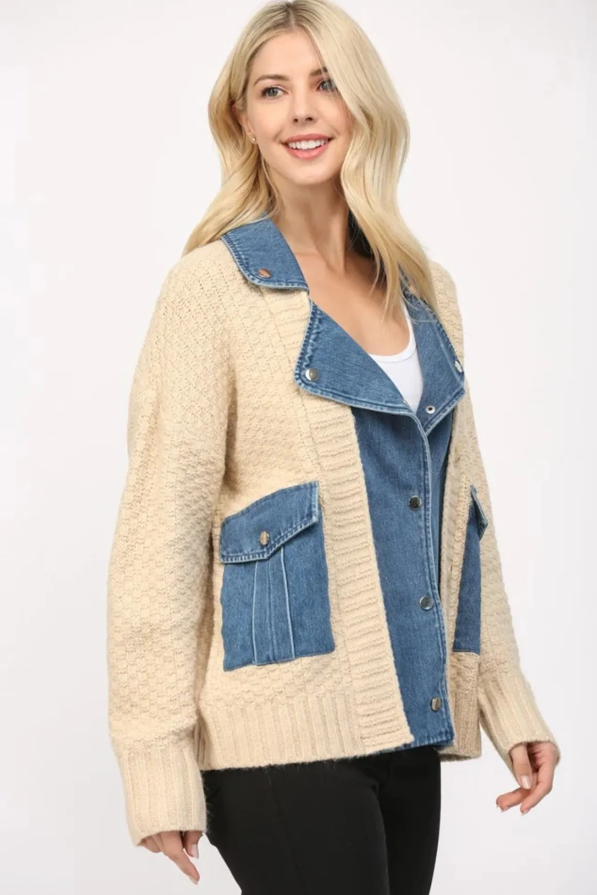 Fate Denim & Knit Cardigan