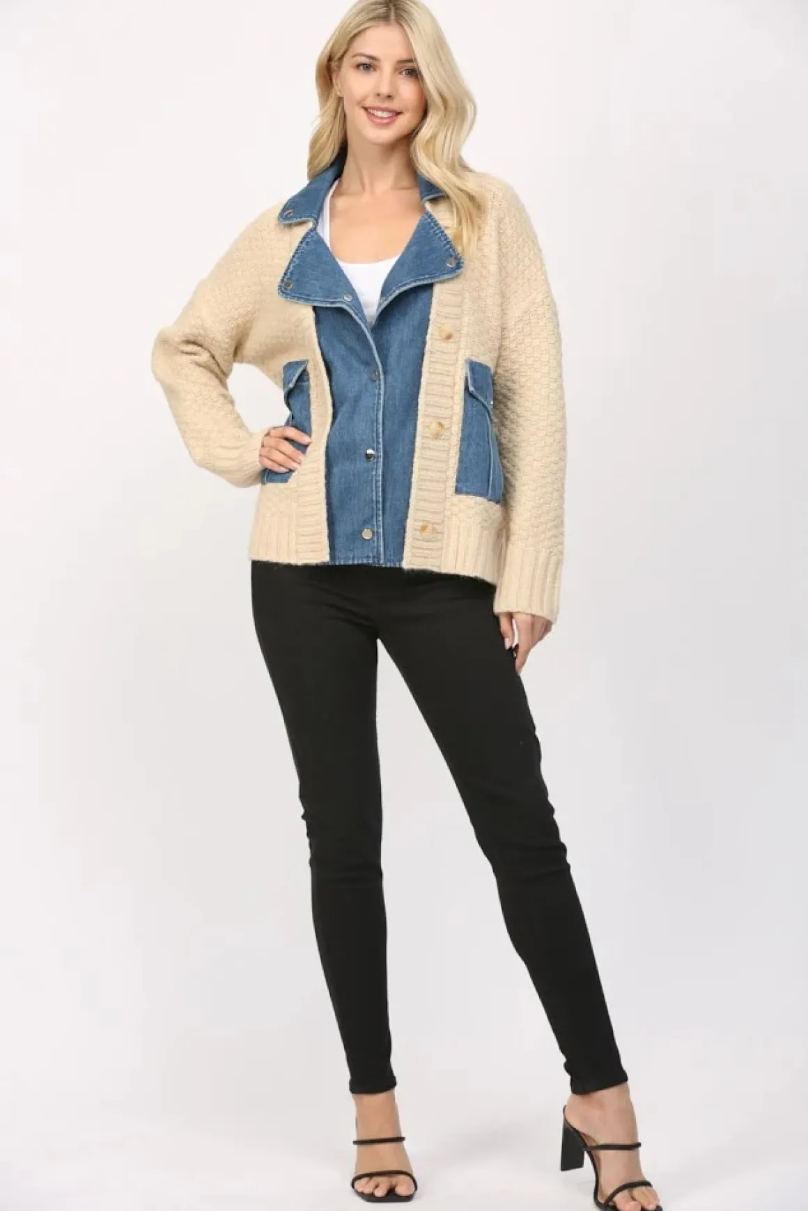 Fate Denim & Knit Cardigan