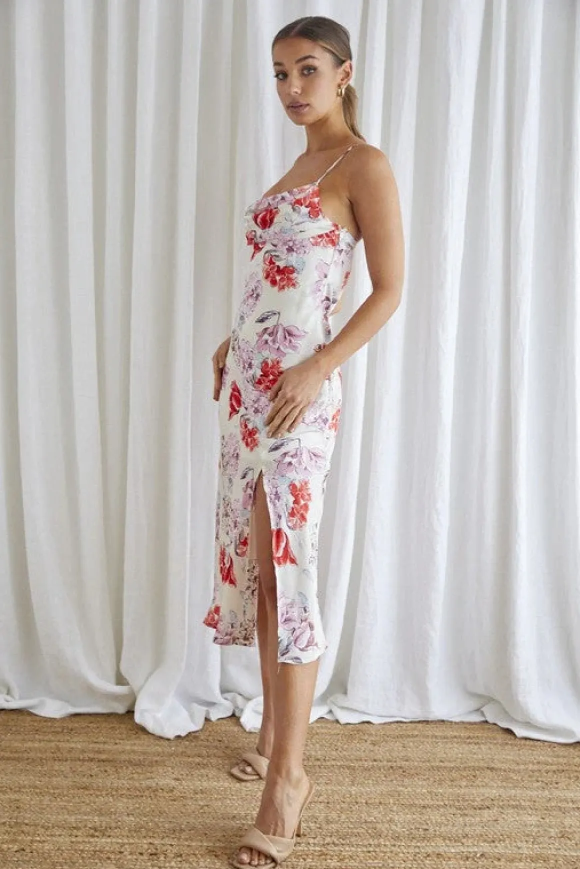 Floral Midi Cowl Neck Slip Dress *Online Only*
