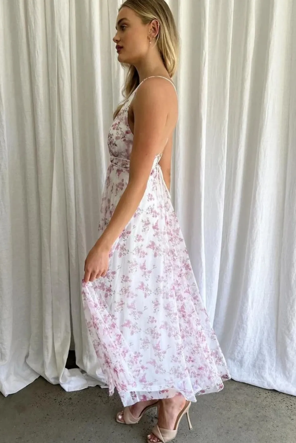 Floral Printed Plunging Neck Maxi Dress *Online Only*