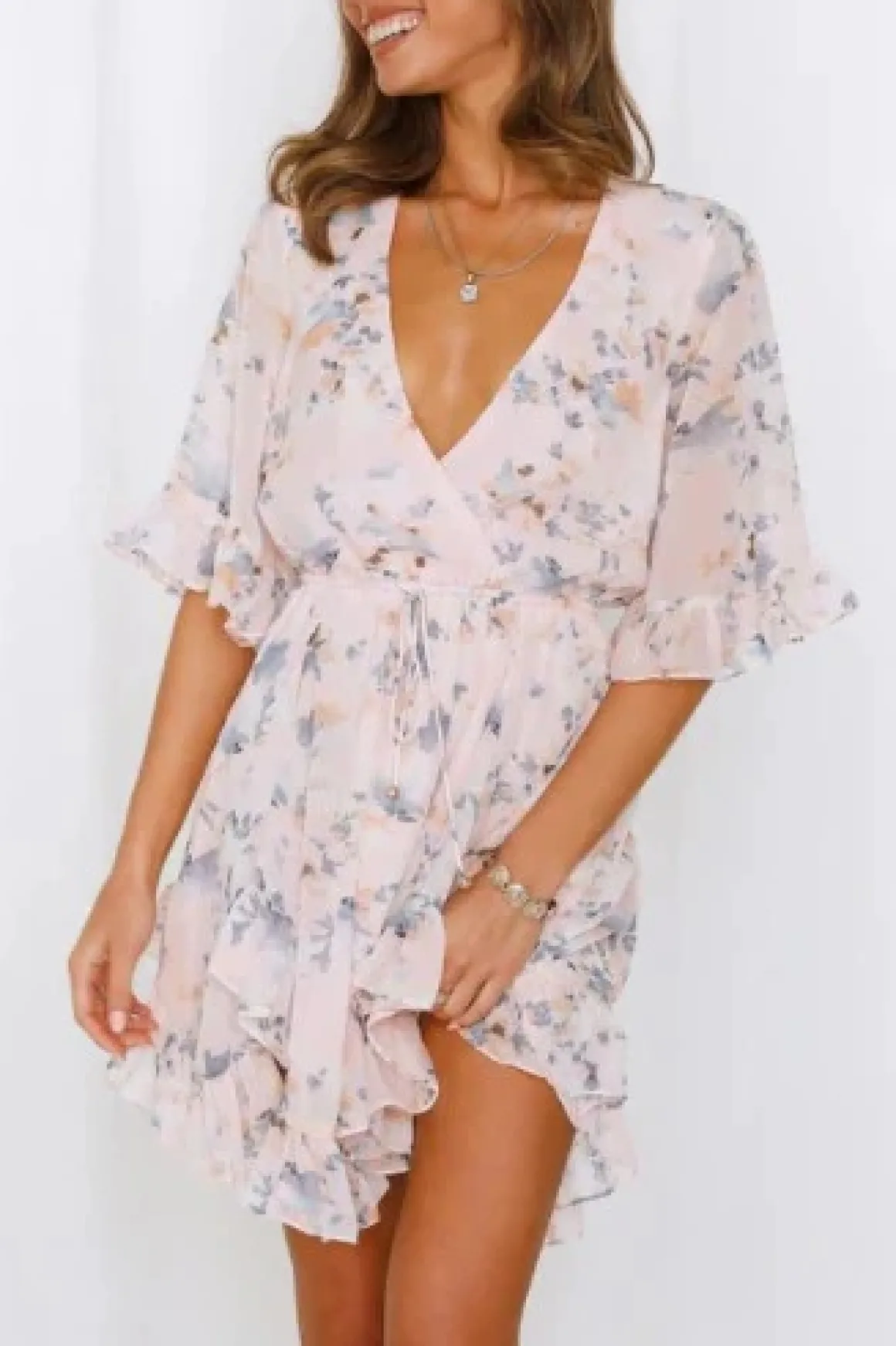 Floral Printed Ruffled Mini Dress *Online Only*
