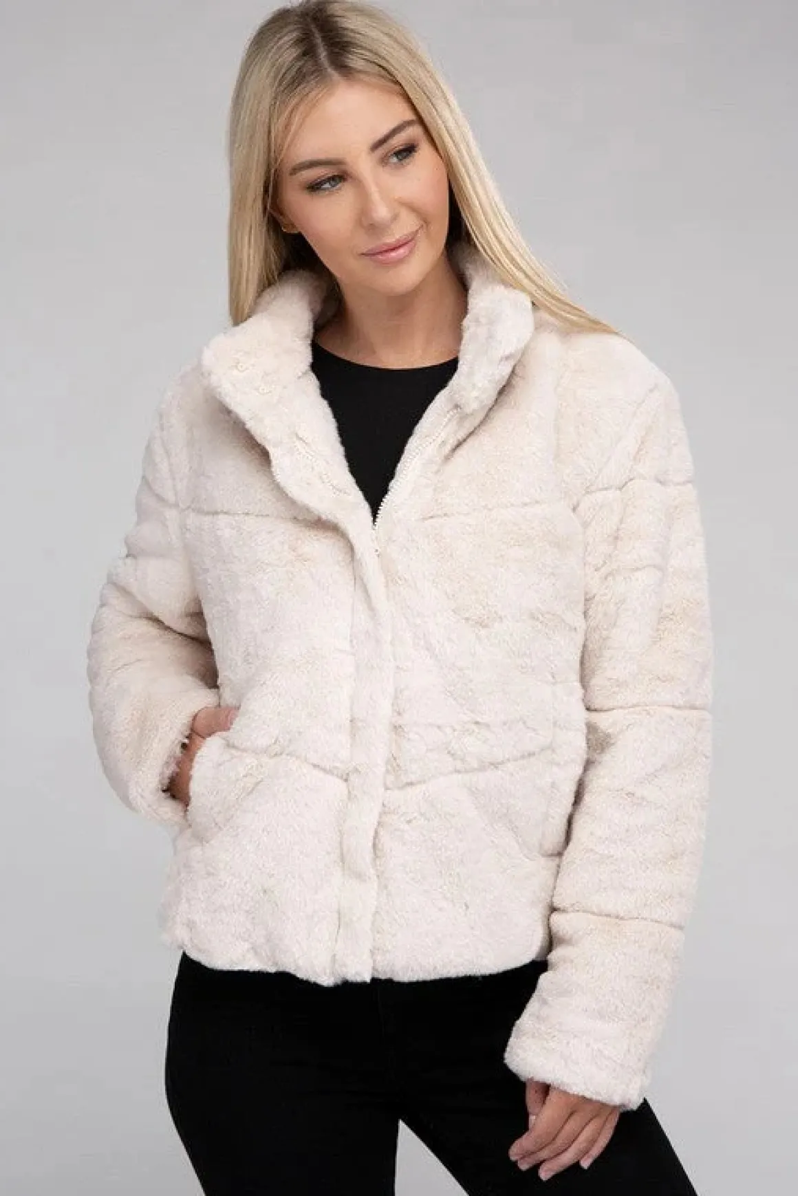 Fluffy Zip-Up Sweater Jacket *Online Only*