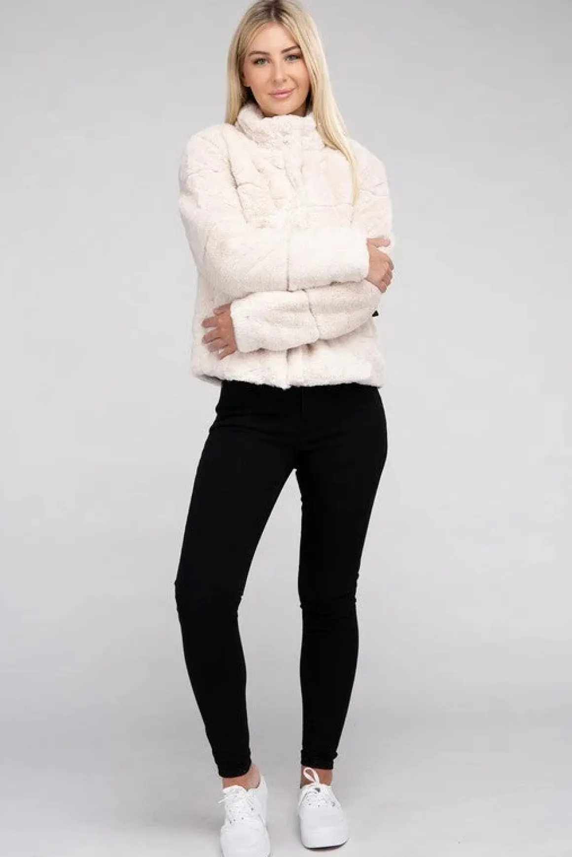 Fluffy Zip-Up Sweater Jacket *Online Only*