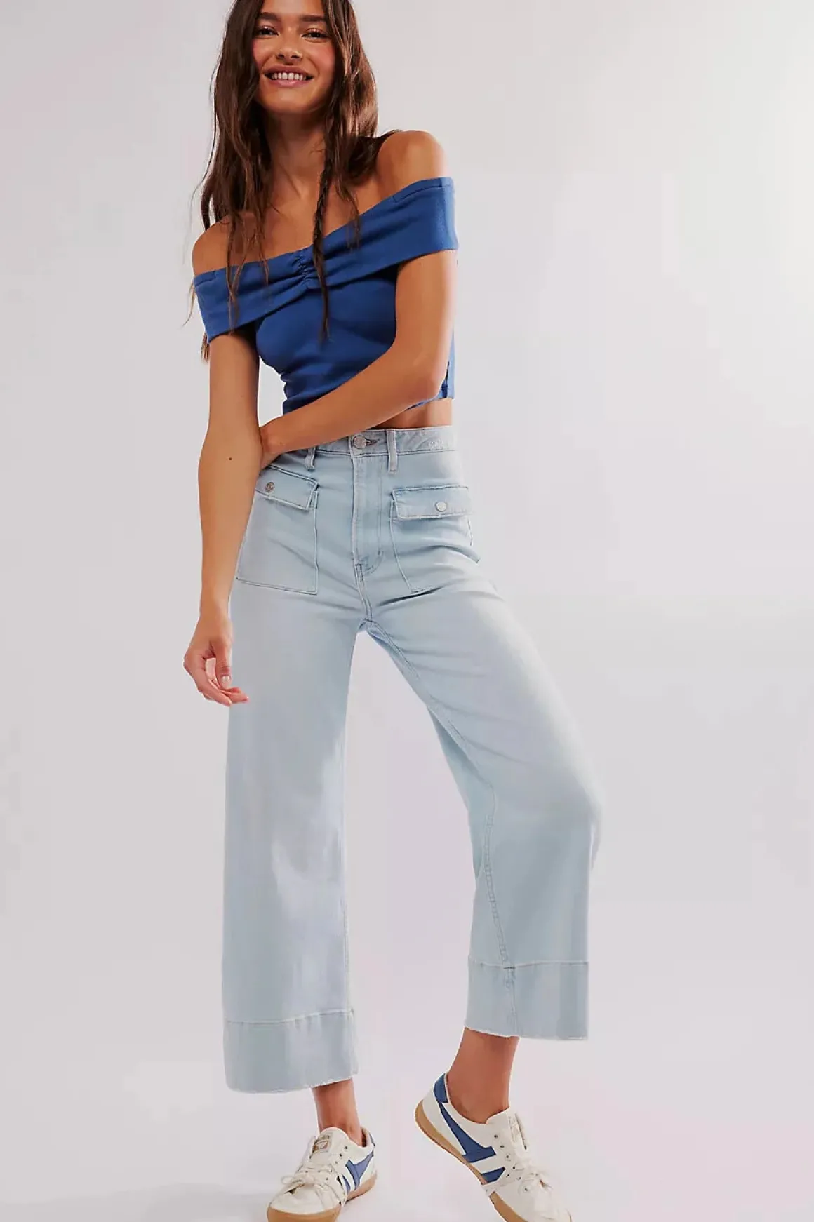 Frame 70's Patch Pocket Crop Straight